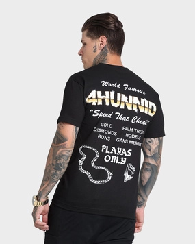 4HUNNID Check Short Sleeve T-Shirt Black