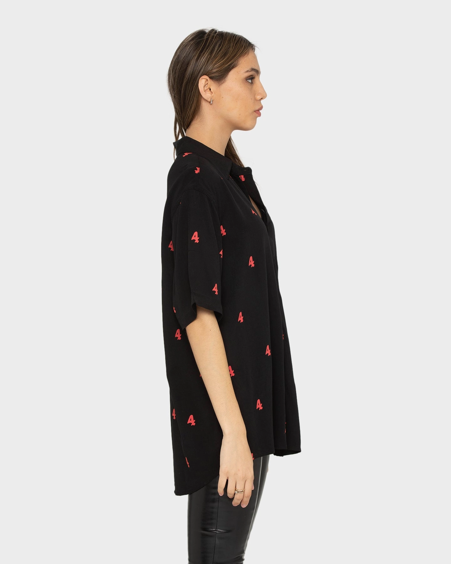 4HUNNID Mini 4 Button Down Shirt Black