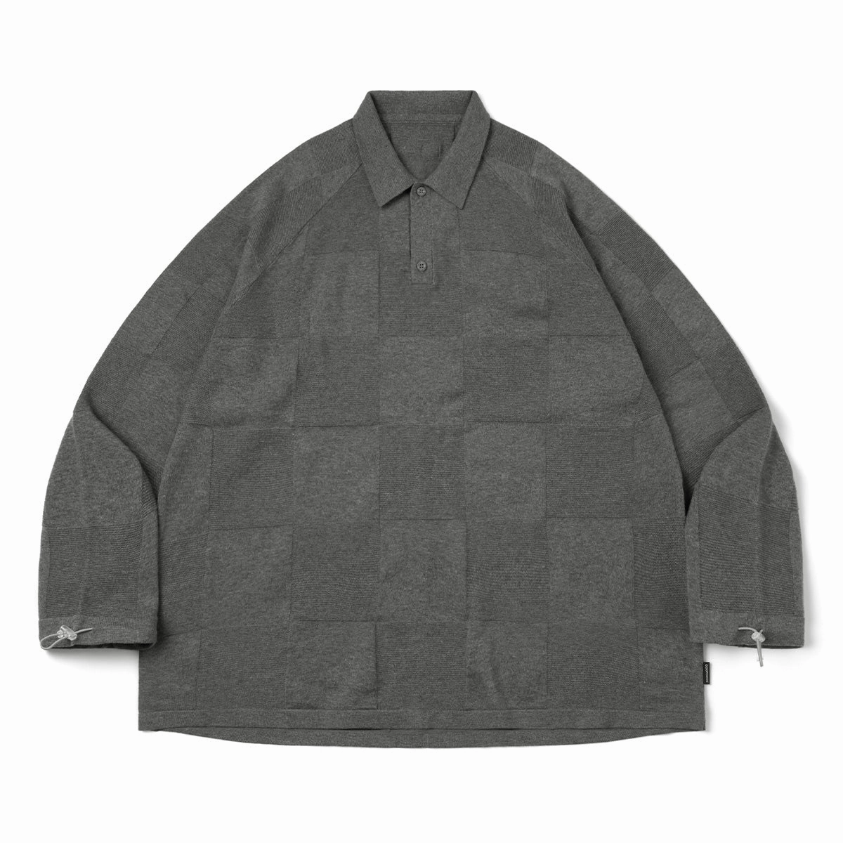   AES G.A.T-01K Checkerboard Knit Polo Shirt 'Grey'