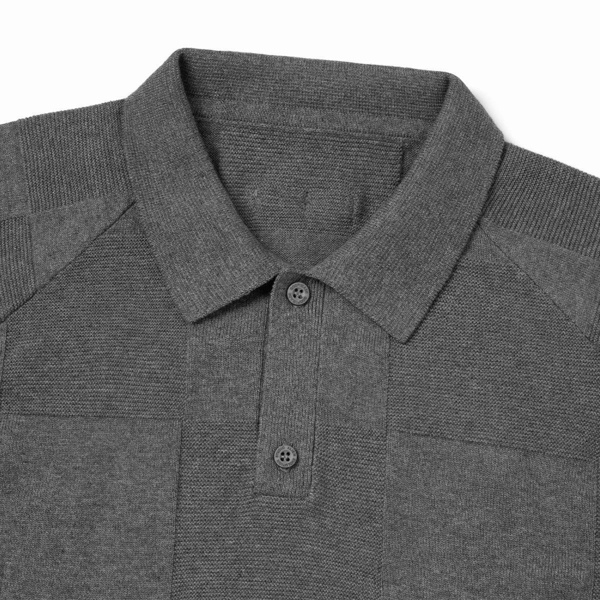   AES G.A.T-01K Checkerboard Knit Polo Shirt 'Grey'