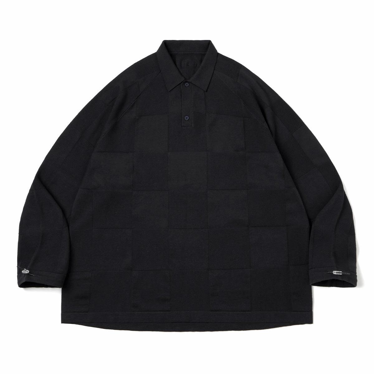   AES G.A.T-01K Checkerboard Knit Polo Shirt 'Shadow'