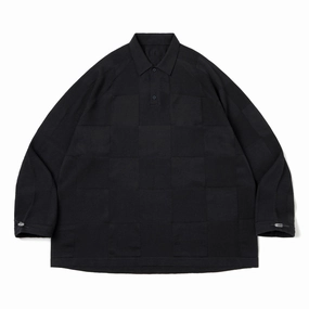   AES G.A.T-01K Checkerboard Knit Polo Shirt 'Shadow'