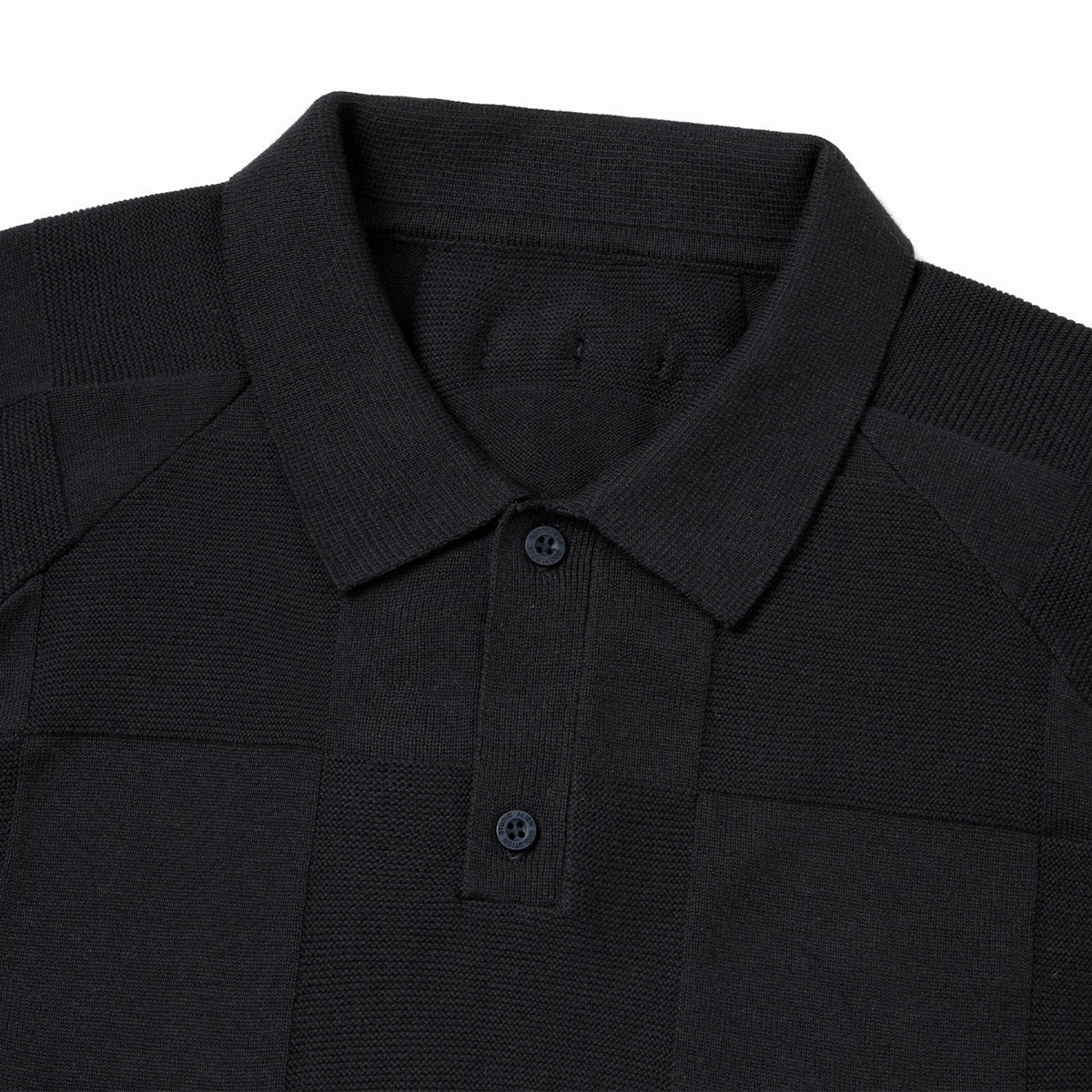   AES G.A.T-01K Checkerboard Knit Polo Shirt 'Shadow'