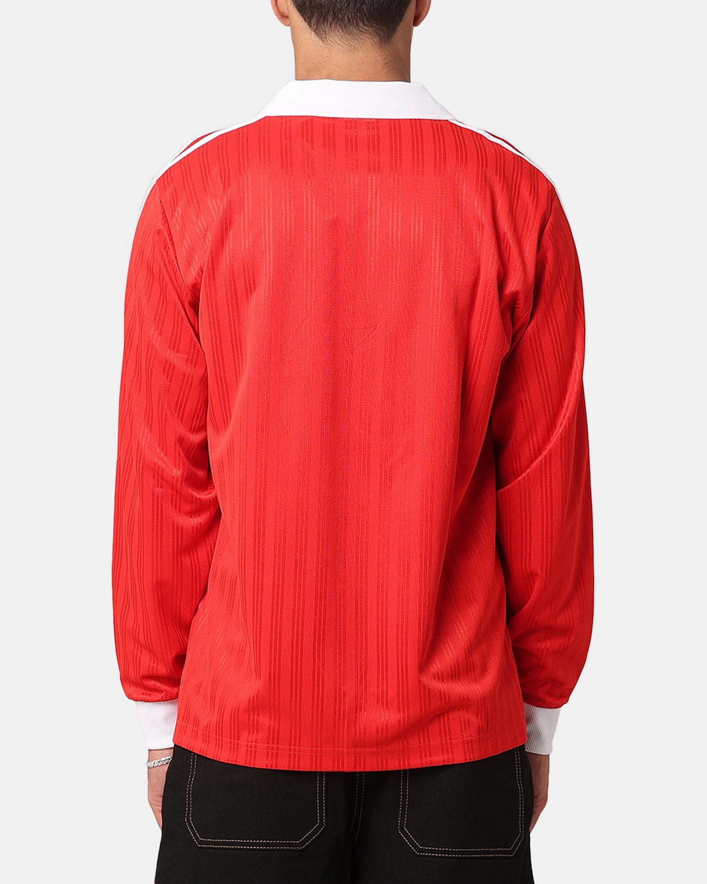 Adidas Pique Long Sleeve Football Polo Shirt Better Scarlet