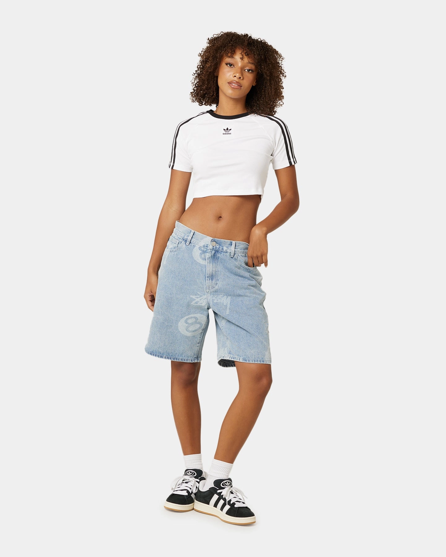 Adidas Women's 3-Stripes Baby T-Shirt White