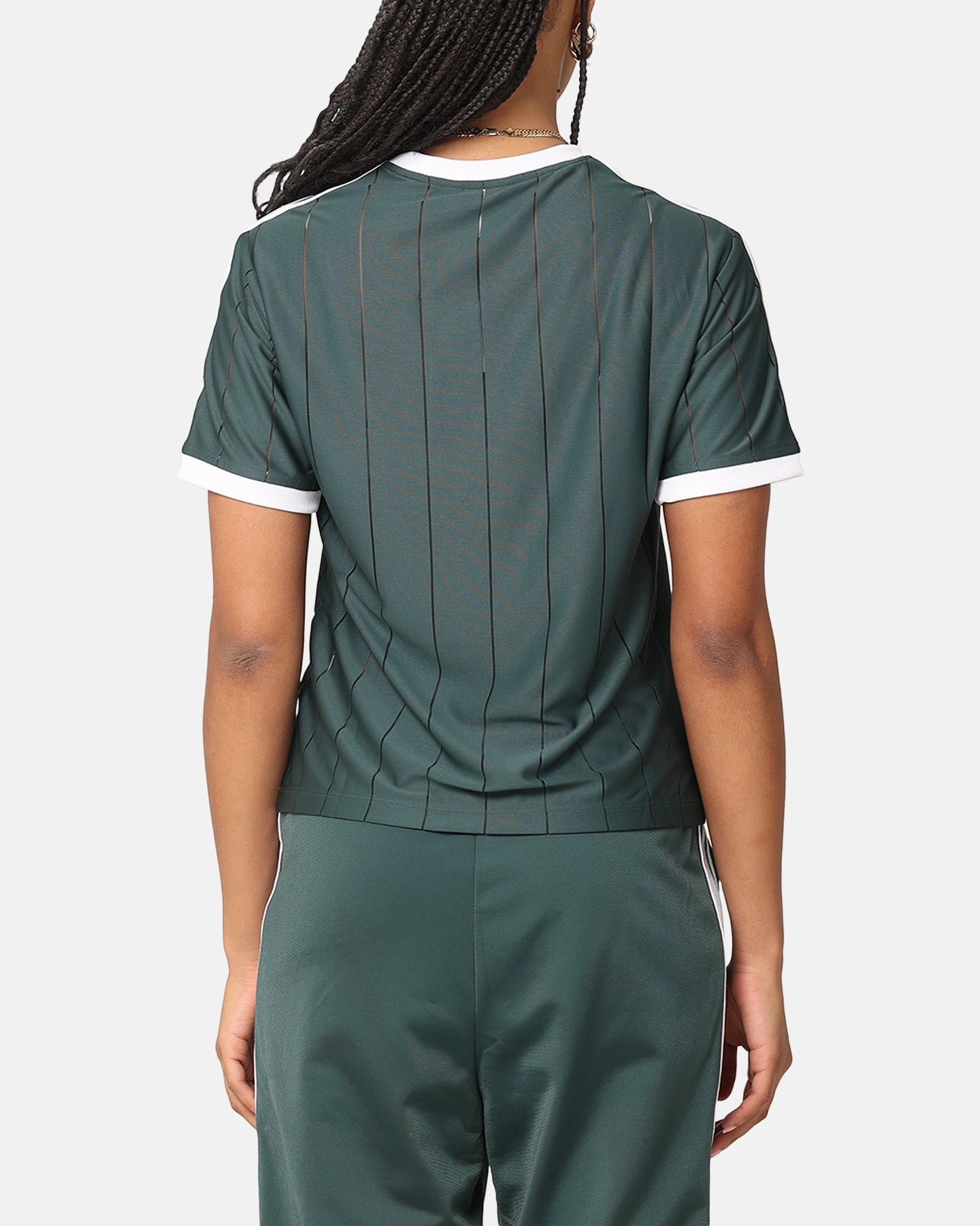 Adidas Women's 3-Stripes Pinstripe T-Shirt Mineral Green
