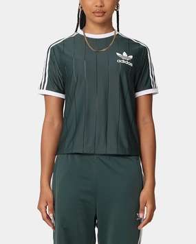 Adidas Women's 3-Stripes Pinstripe T-Shirt Mineral Green