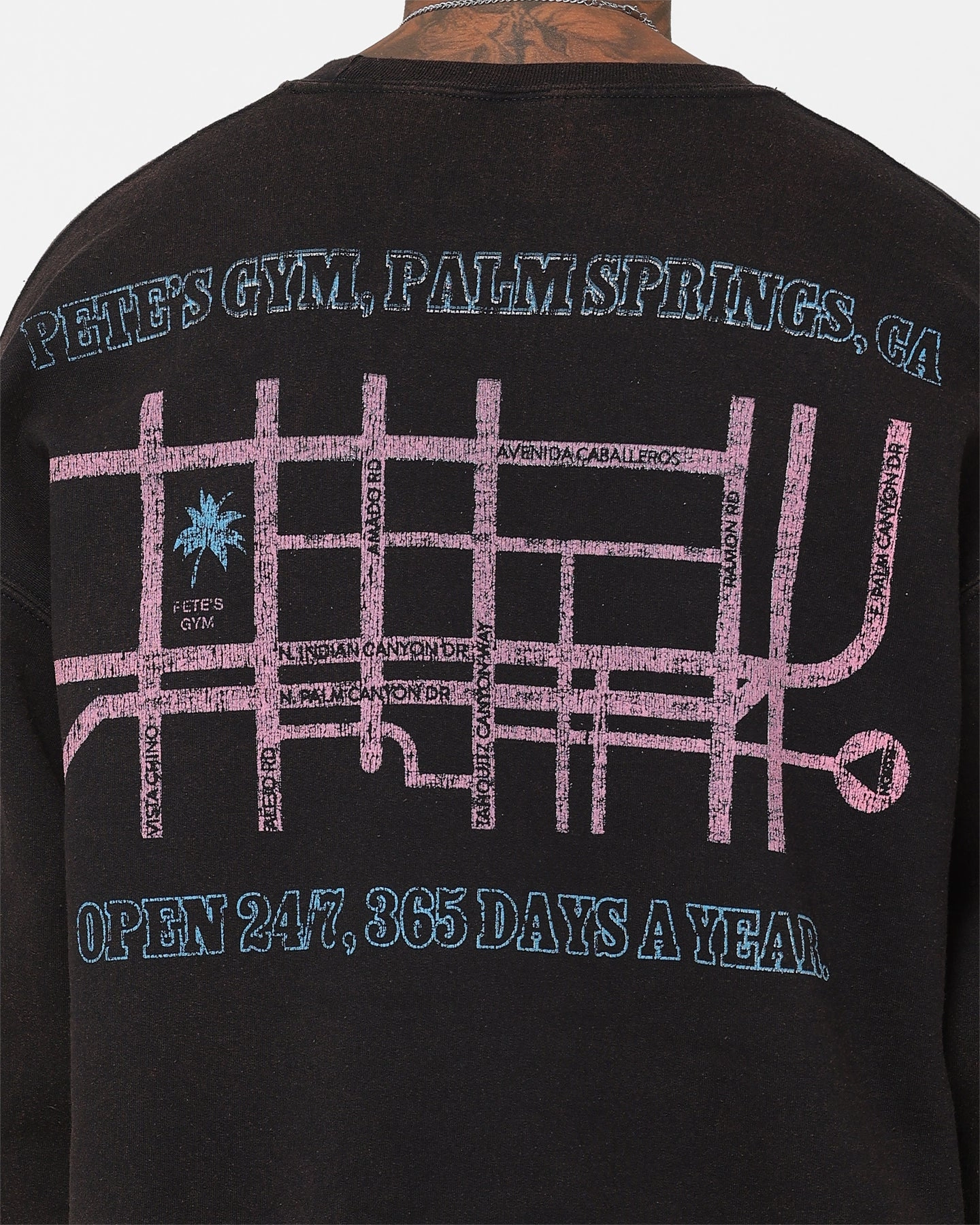American Thrift Pete's Gym Vintage Crewneck Black