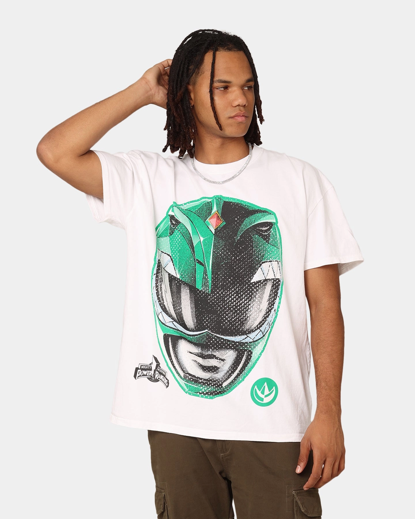 American Thrift X Power Rangers Green Ranger Big Head Heavyweight T-Shirt White