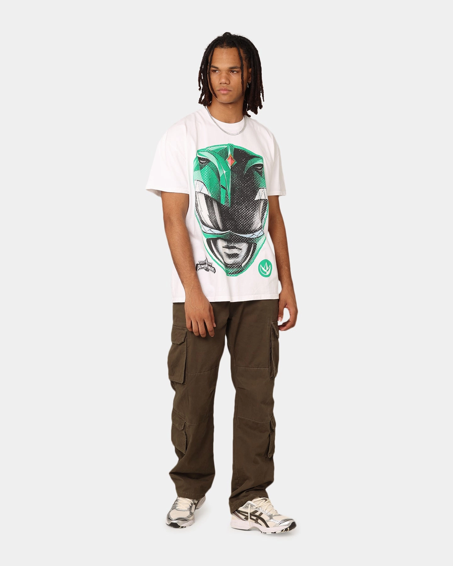 American Thrift X Power Rangers Green Ranger Big Head Heavyweight T-Shirt White