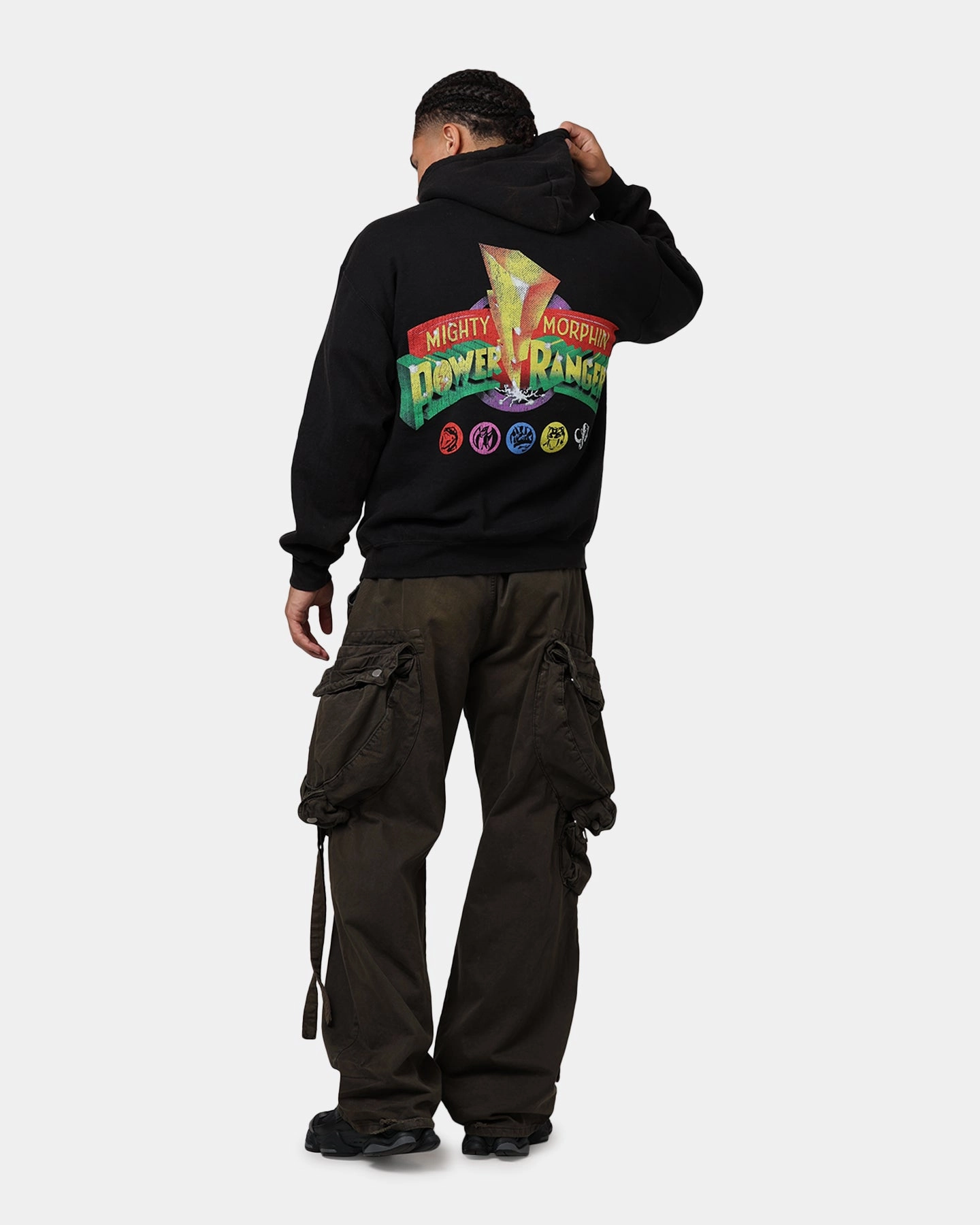 American Thrift X Power Rangers Morphin Group Hoodie Black Wash