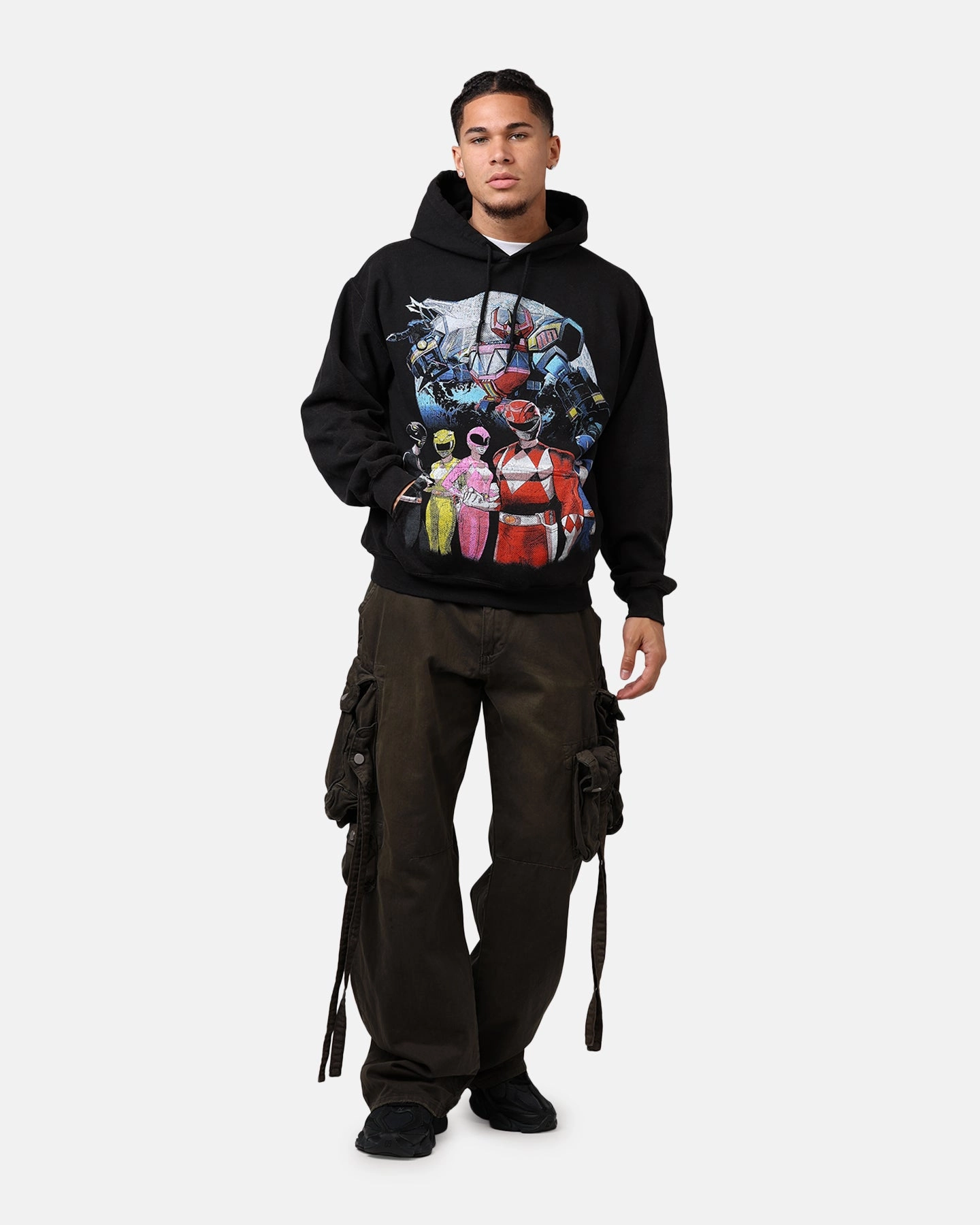 American Thrift X Power Rangers Morphin Group Hoodie Black Wash