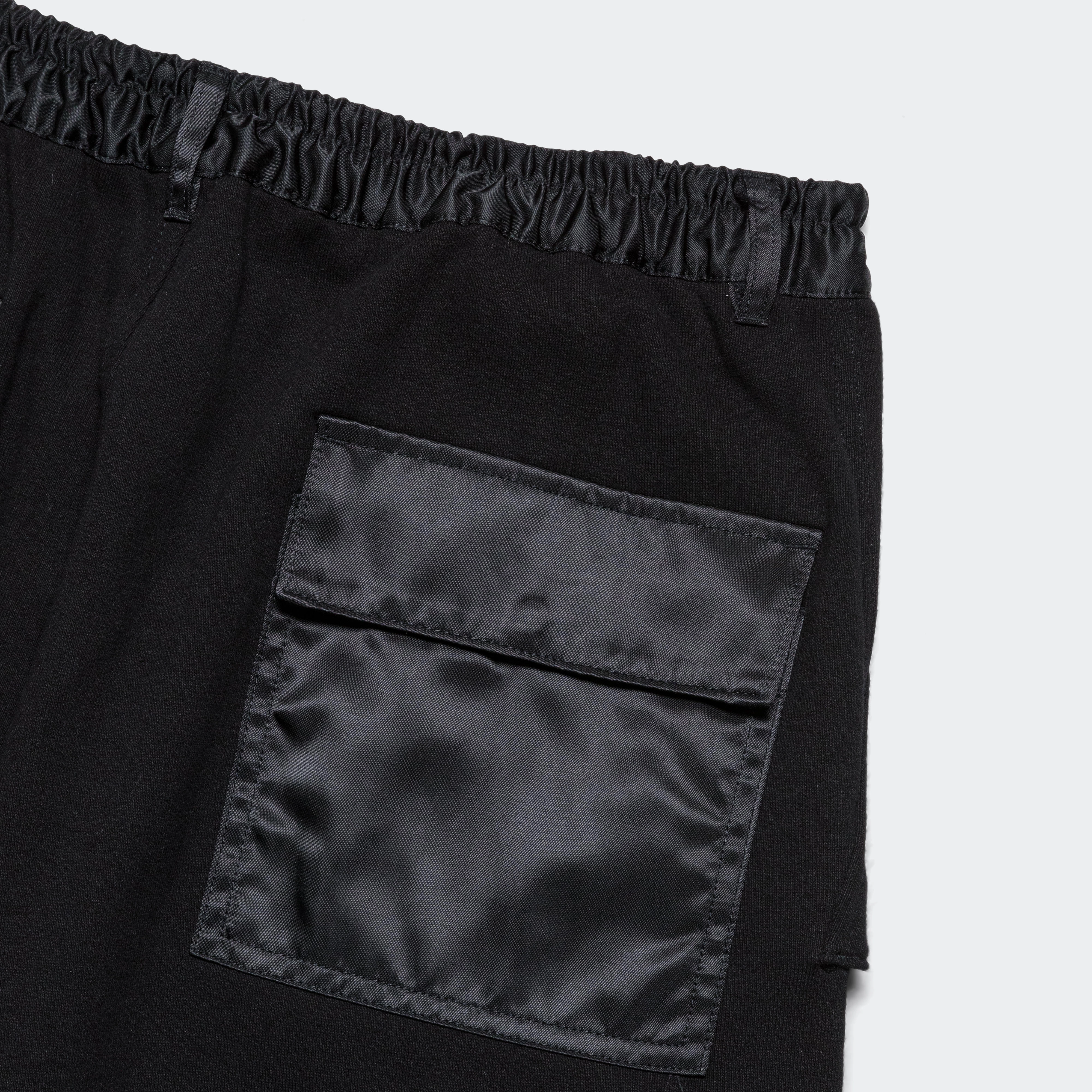 Cotton Terrycloth Nylon Twill Pants - Black