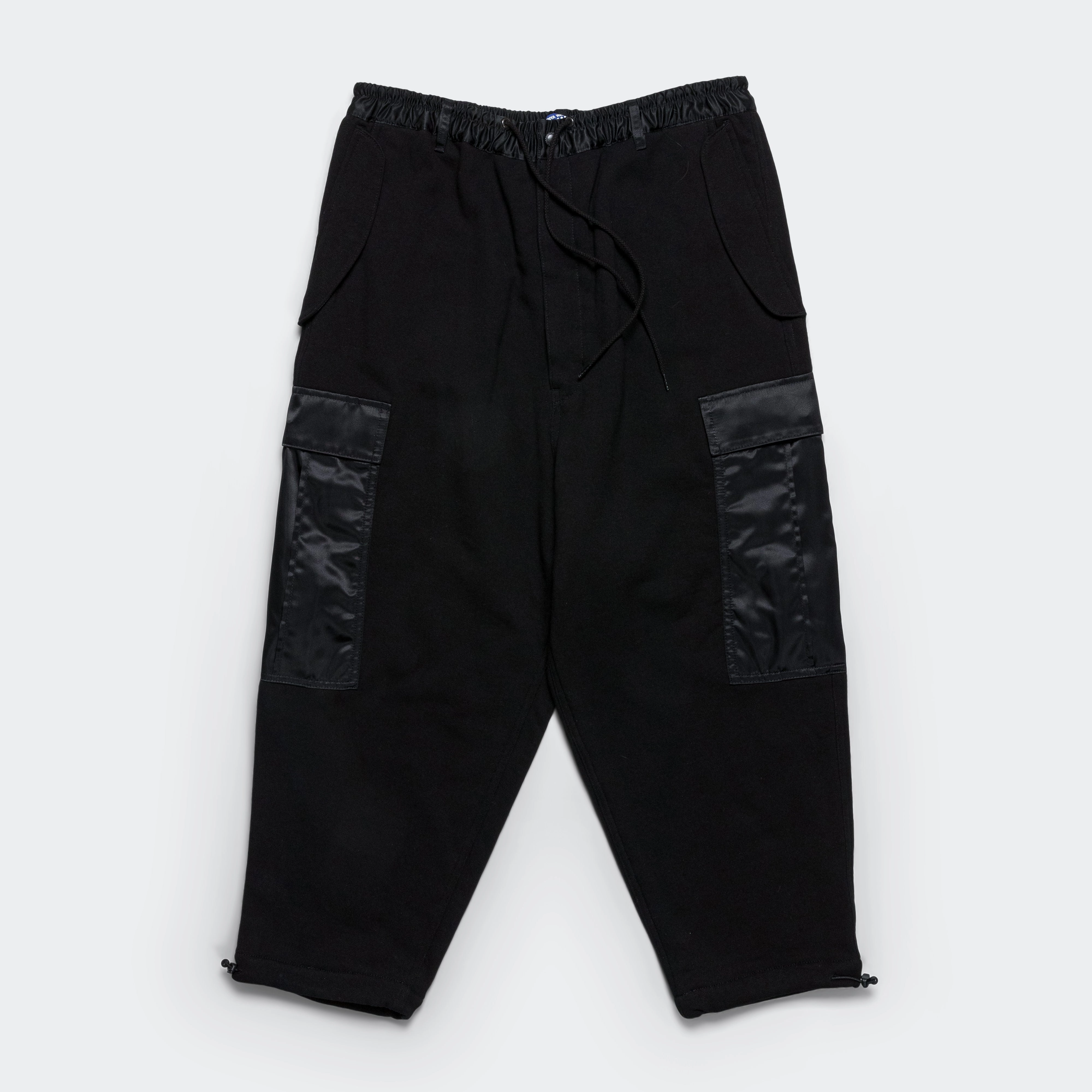 Cotton Terrycloth Nylon Twill Pants - Black