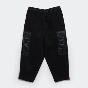 Cotton Terrycloth Nylon Twill Pants - Black