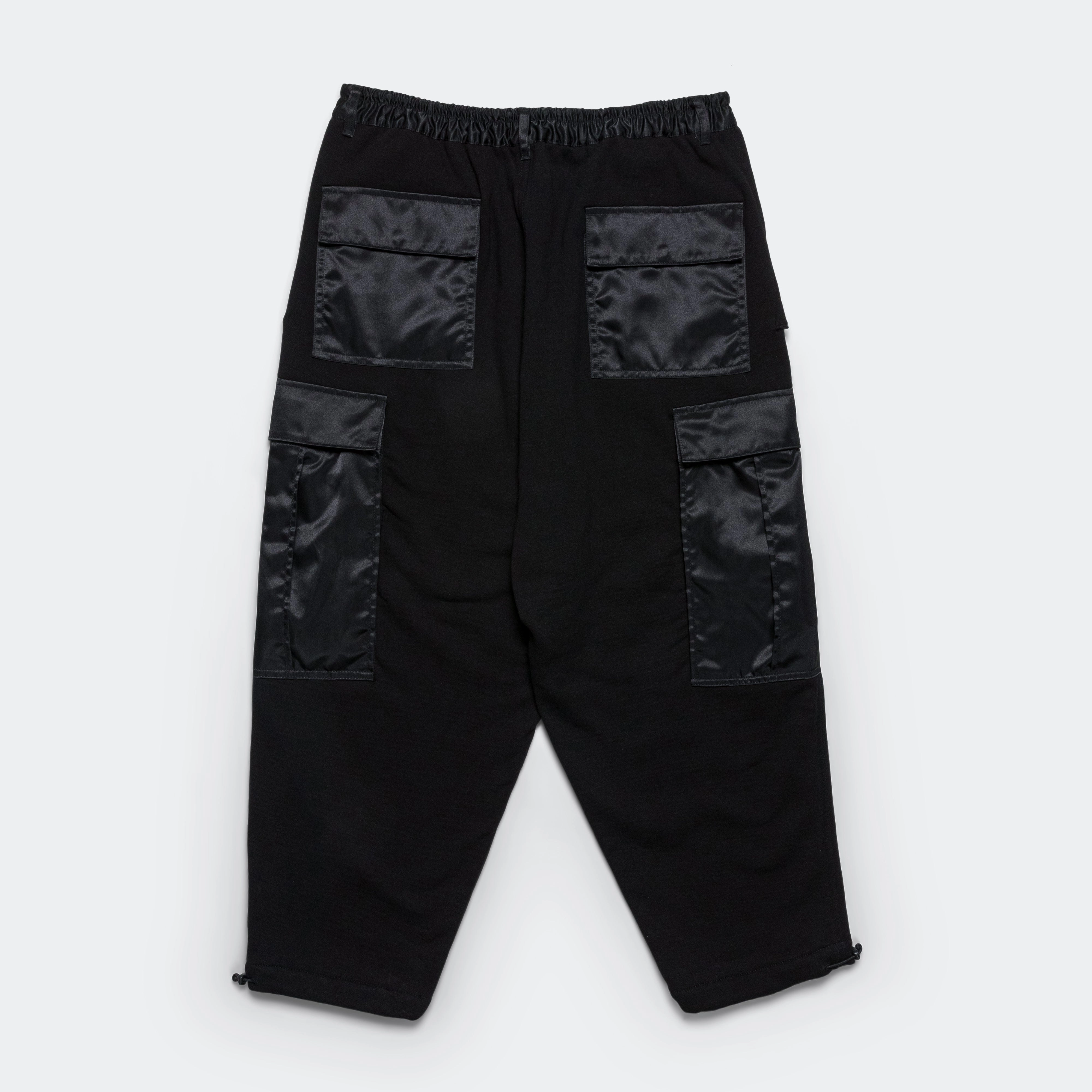 Cotton Terrycloth Nylon Twill Pants - Black