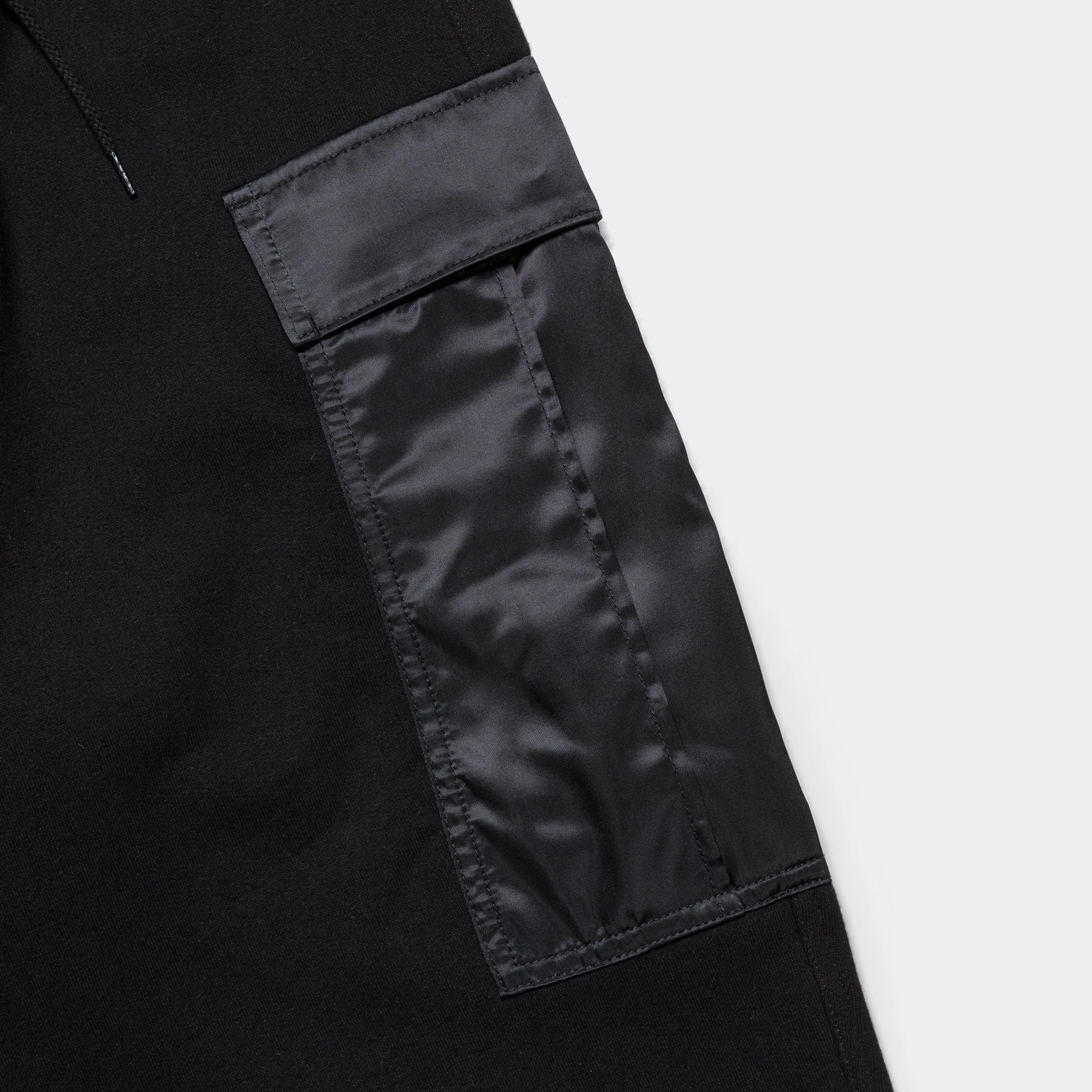 Cotton Terrycloth Nylon Twill Pants - Black