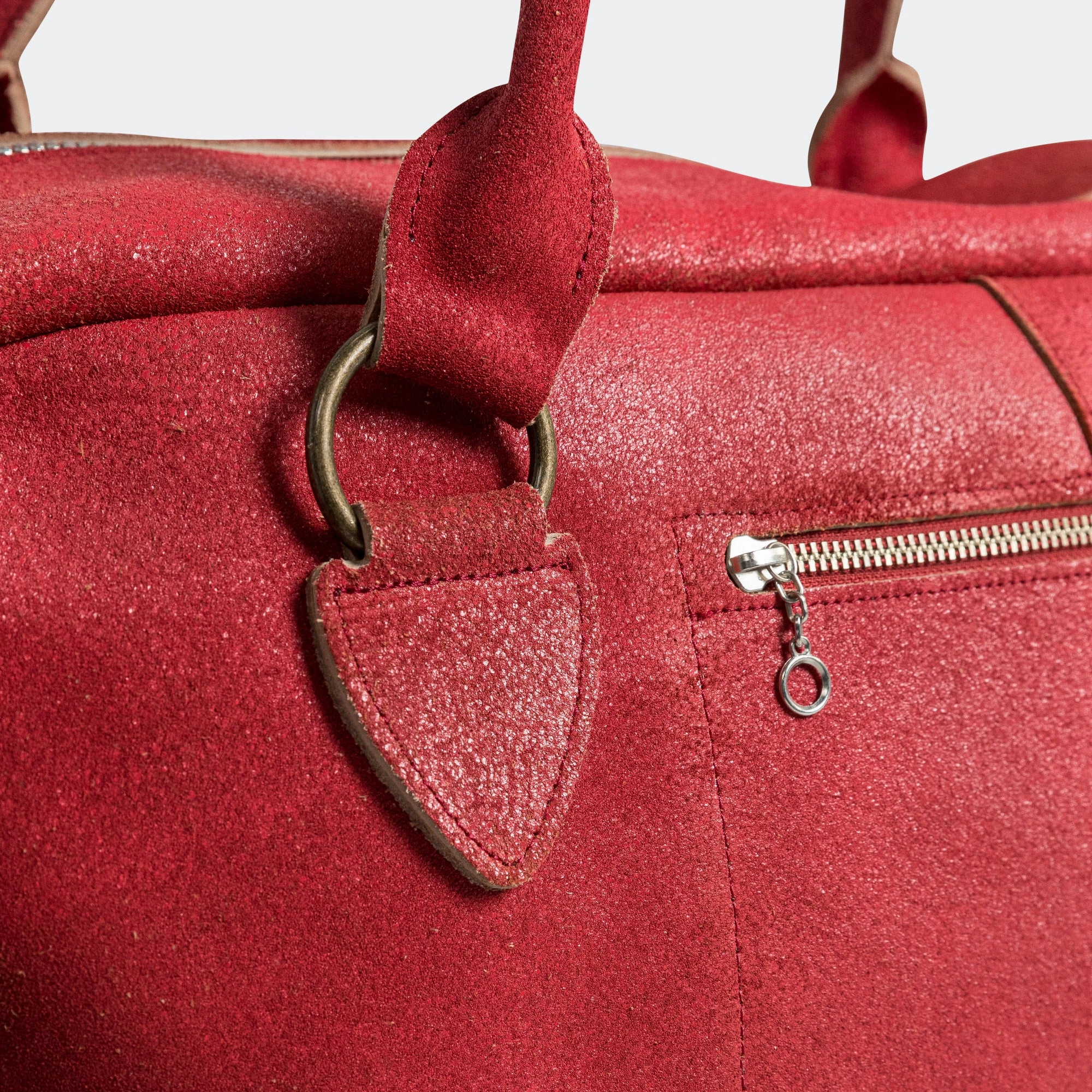 Crack Leather FARGO Bag BONE PALM - Red