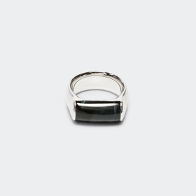 Crest Ring Blue Hawk Eye - 925 Silver