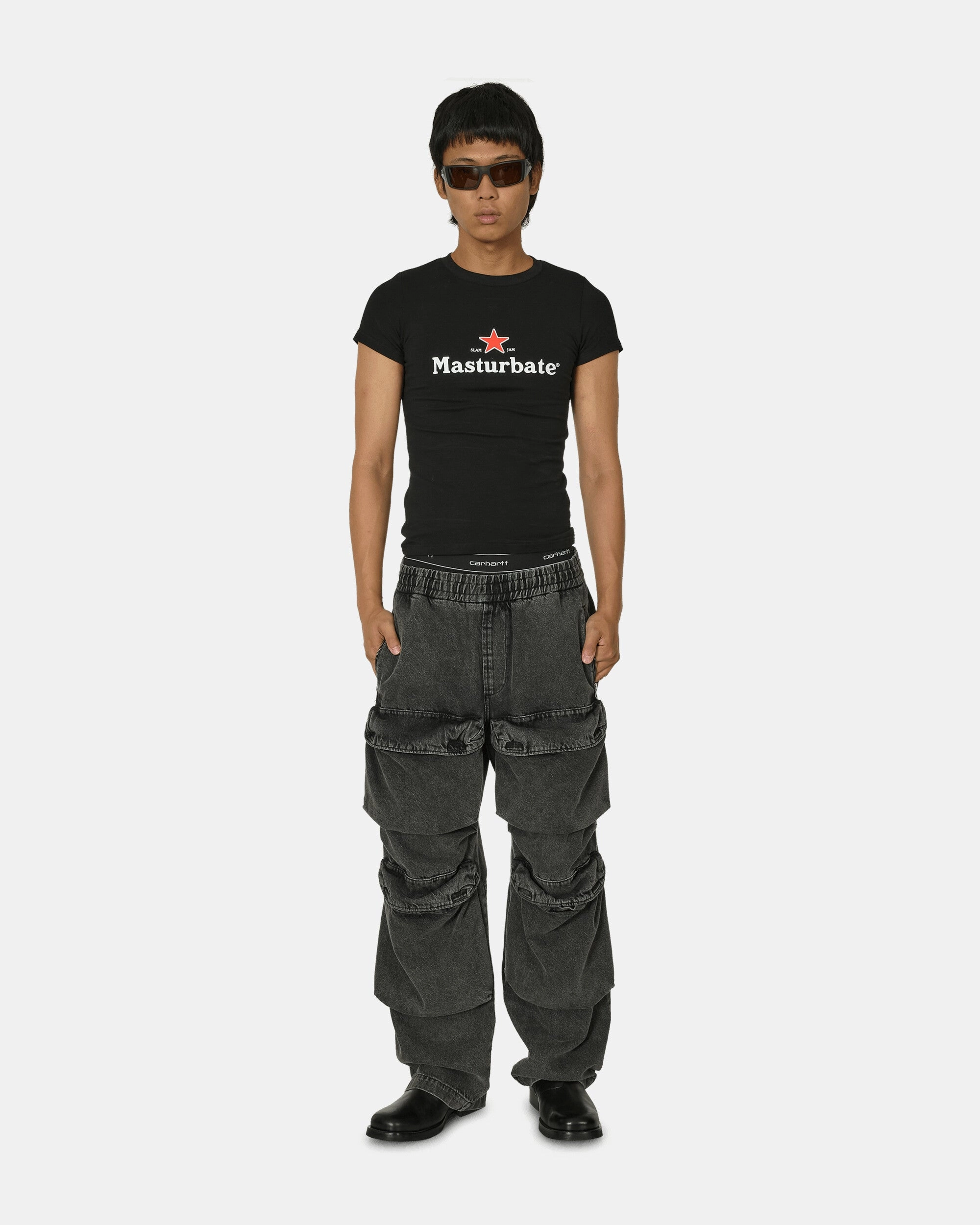Denim Cargo Pants Black