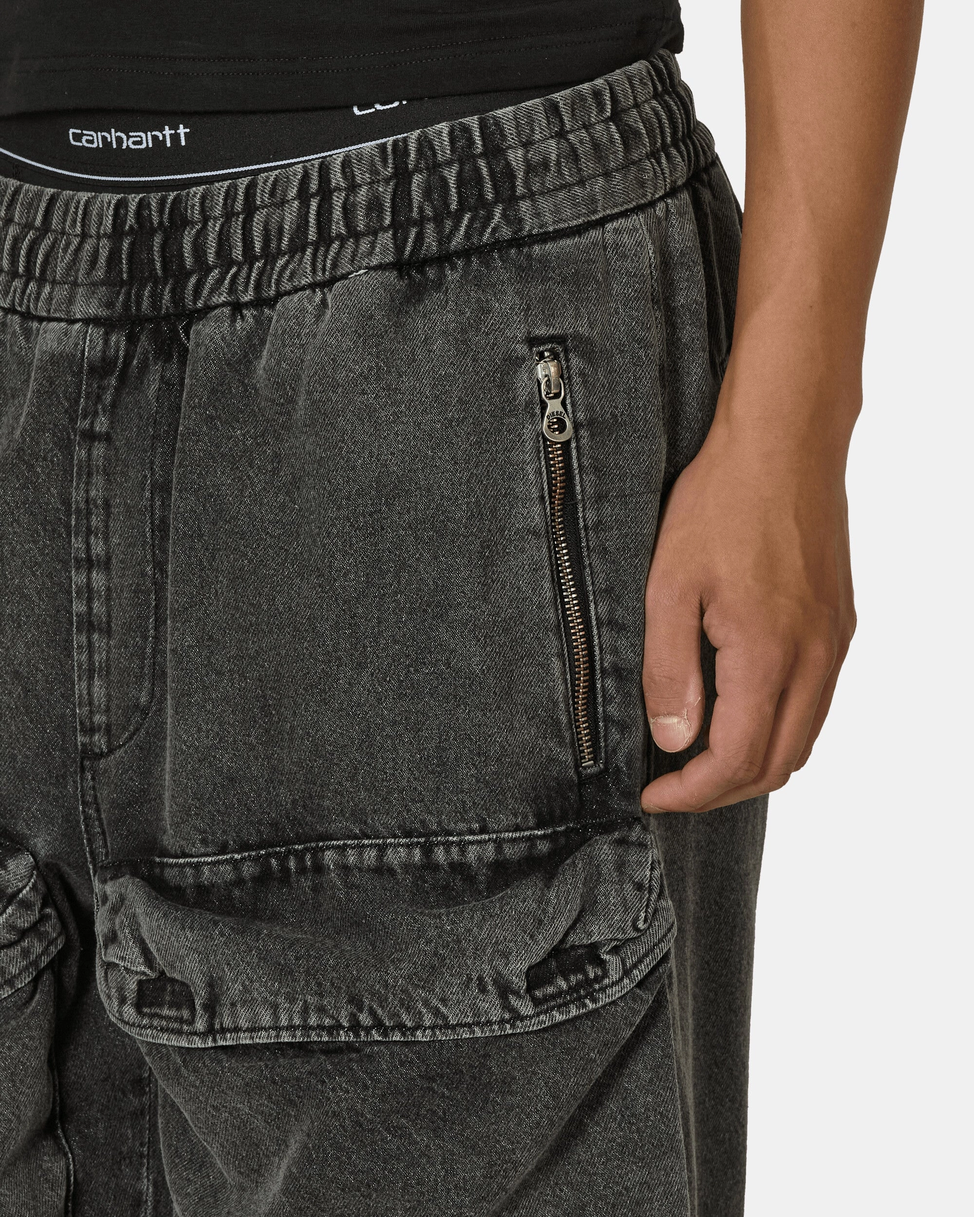 Denim Cargo Pants Black