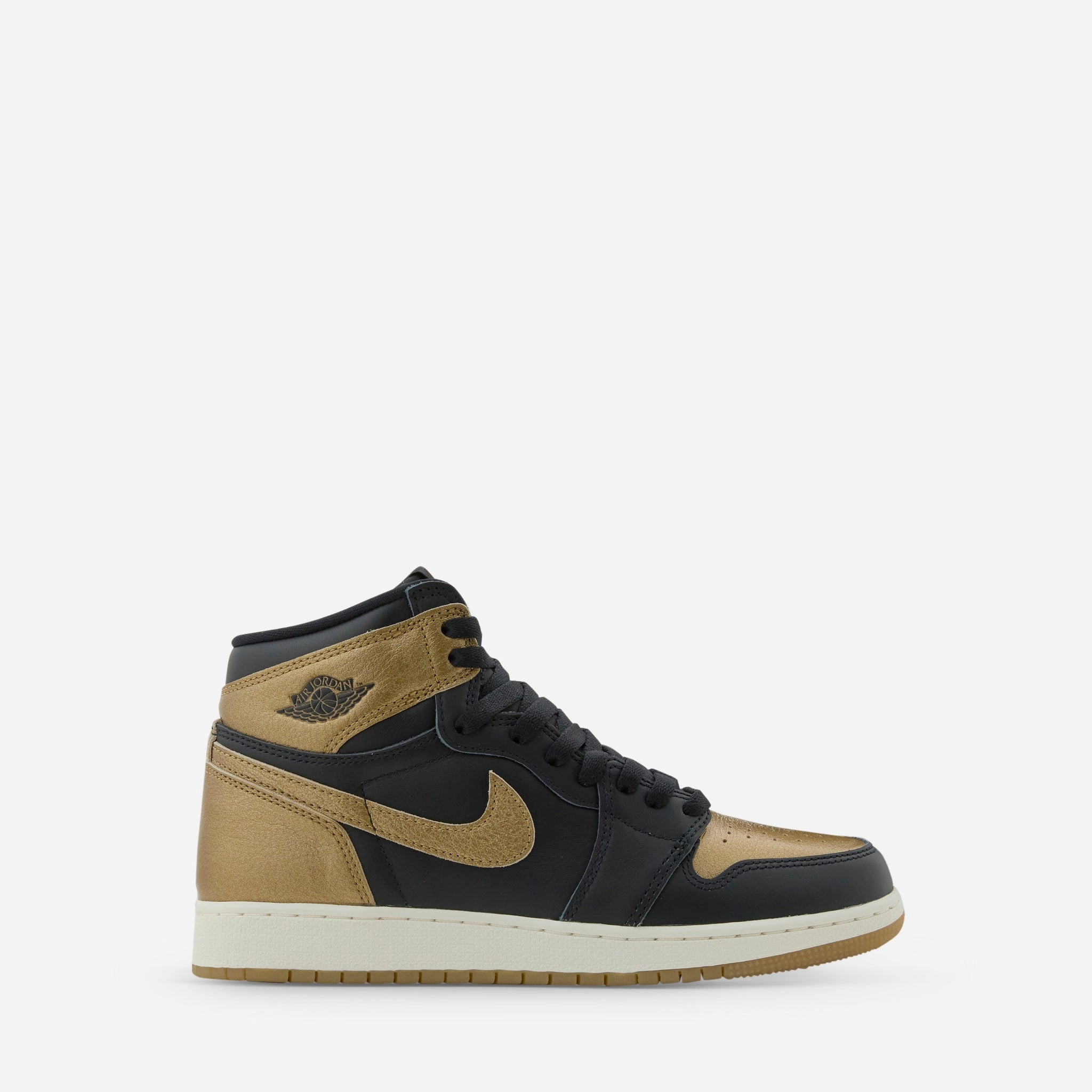 Grade School Air Jordan 1 High OG Black | Metallic Gold | Sail