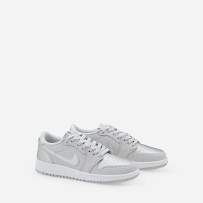 Grade School Air Jordan 1 Low OG Neutral Grey | Metallic Silver | White