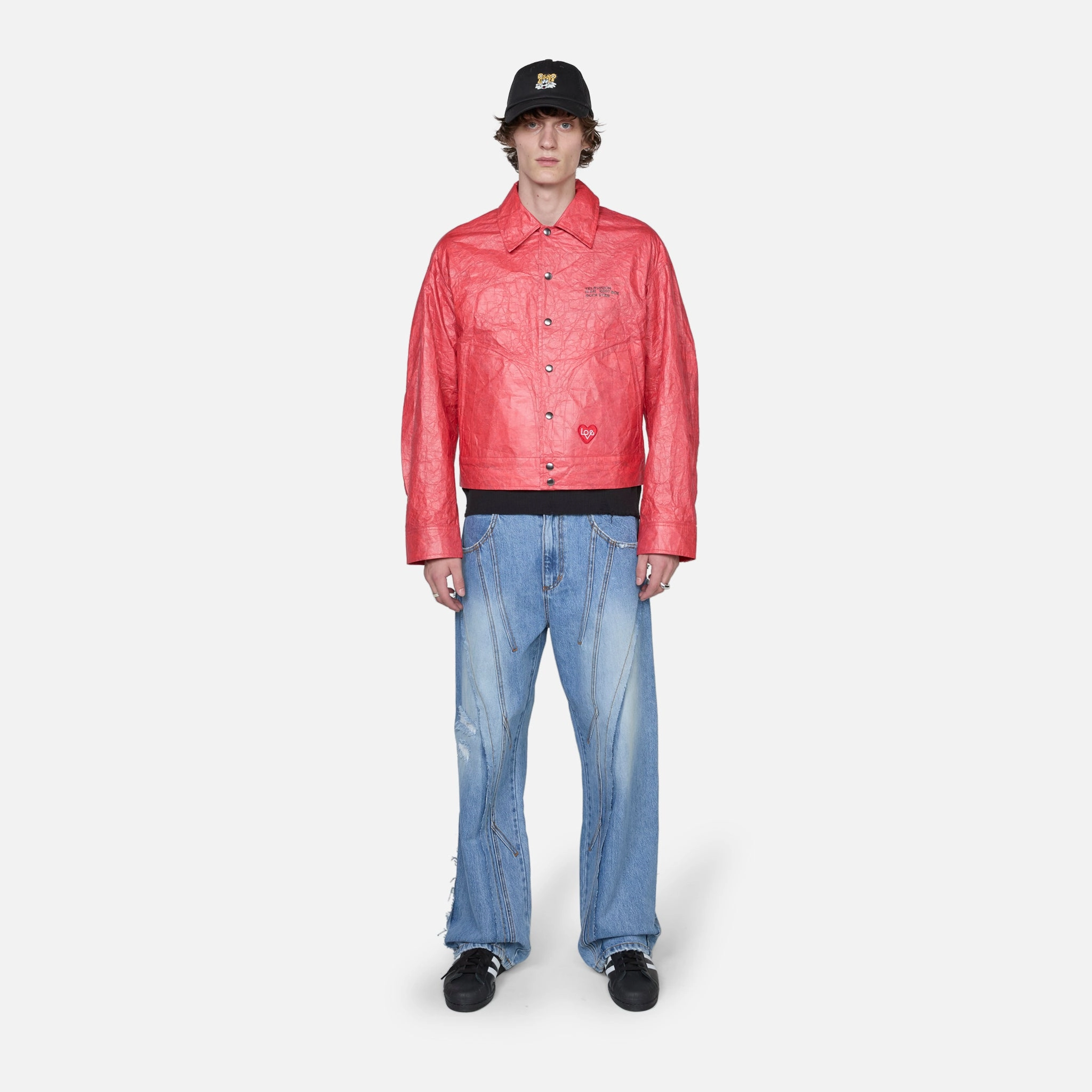 Guitarist Printed Tyvek Jacket Red