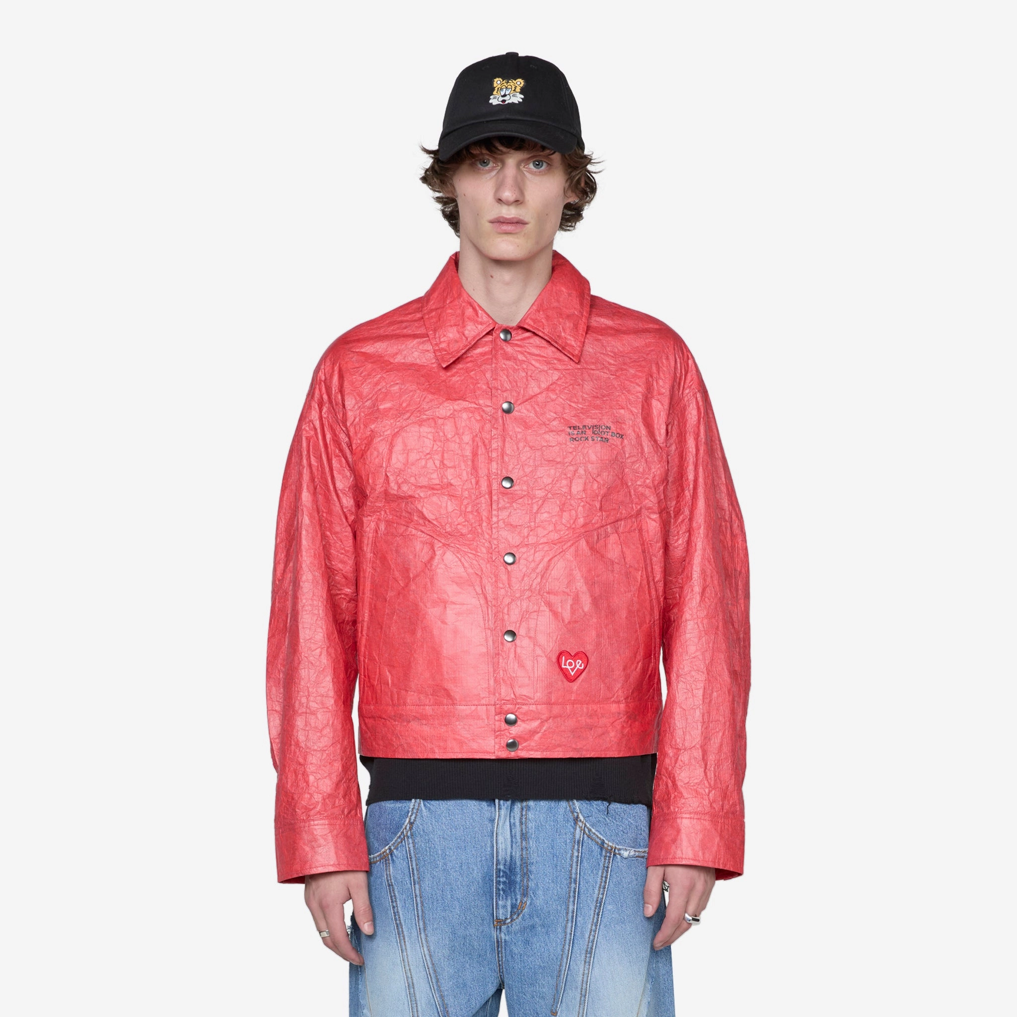 Guitarist Printed Tyvek Jacket Red