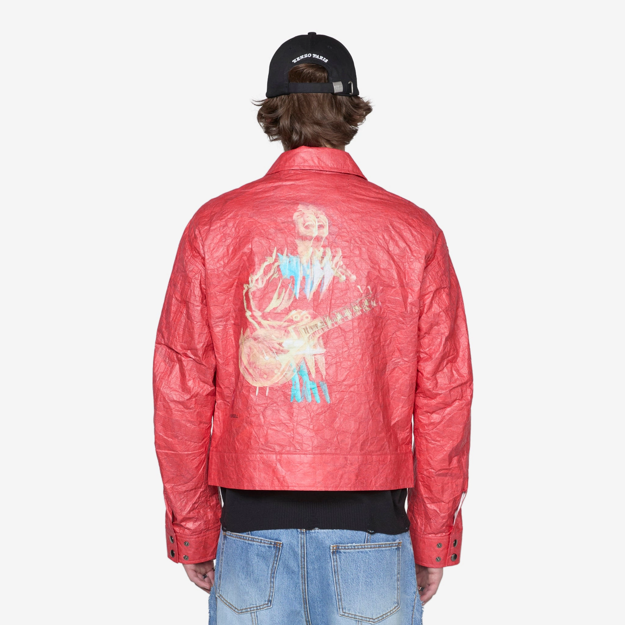 Guitarist Printed Tyvek Jacket Red