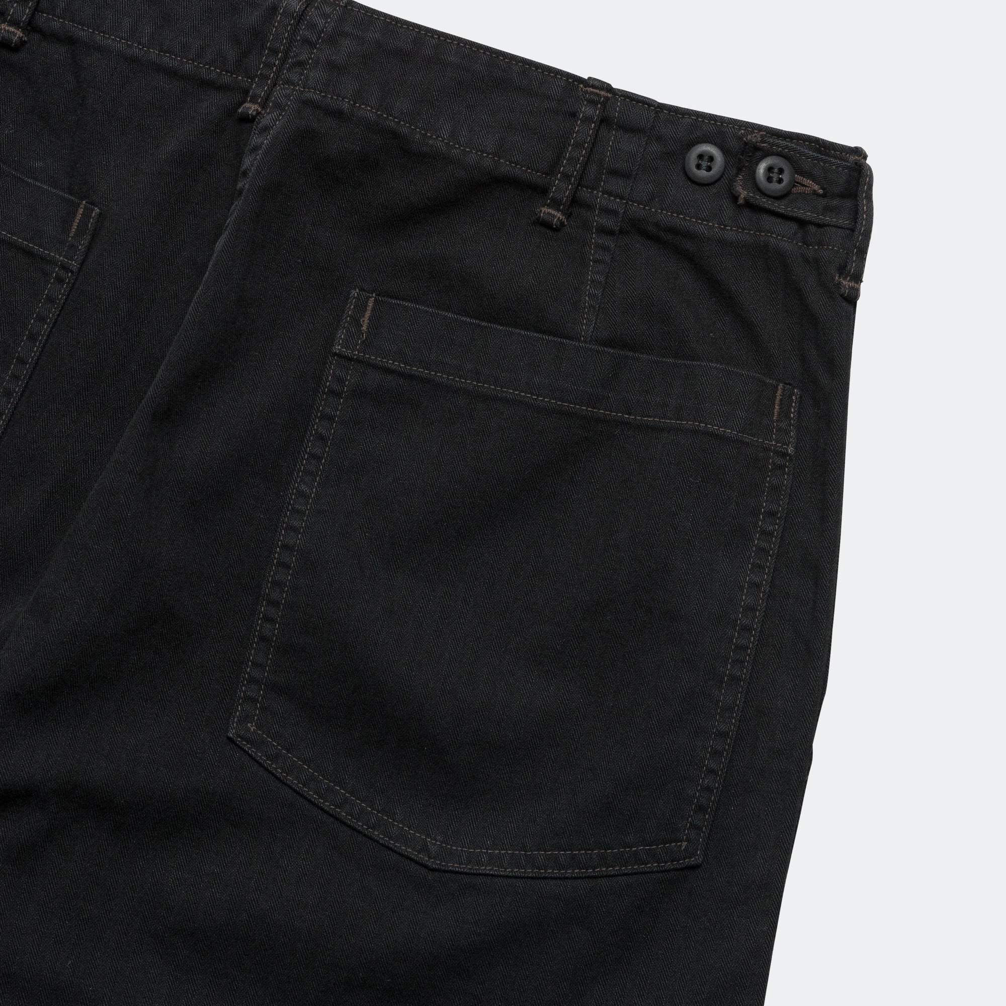Herringbone Summer Fatigue Pants - Black