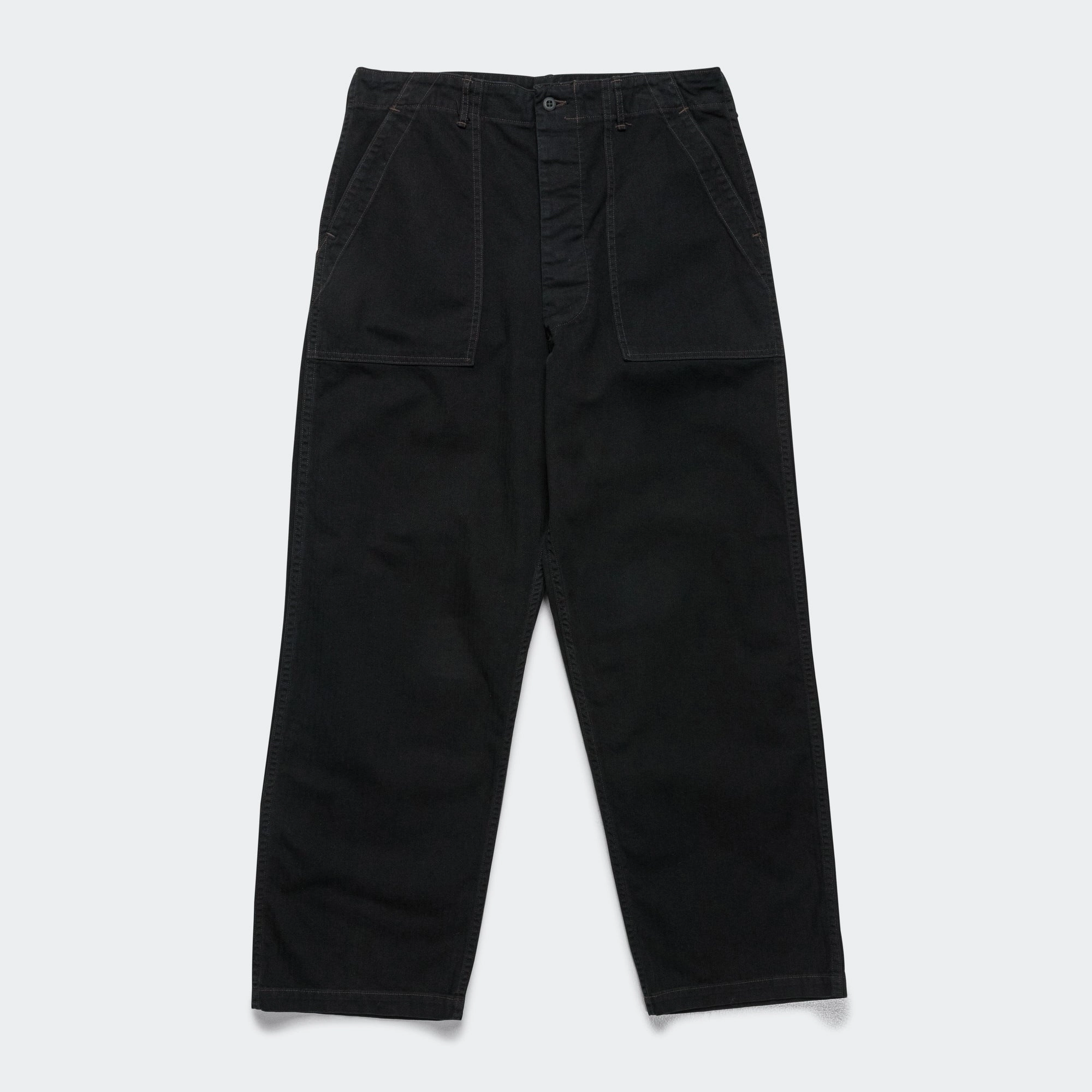 Herringbone Summer Fatigue Pants - Black