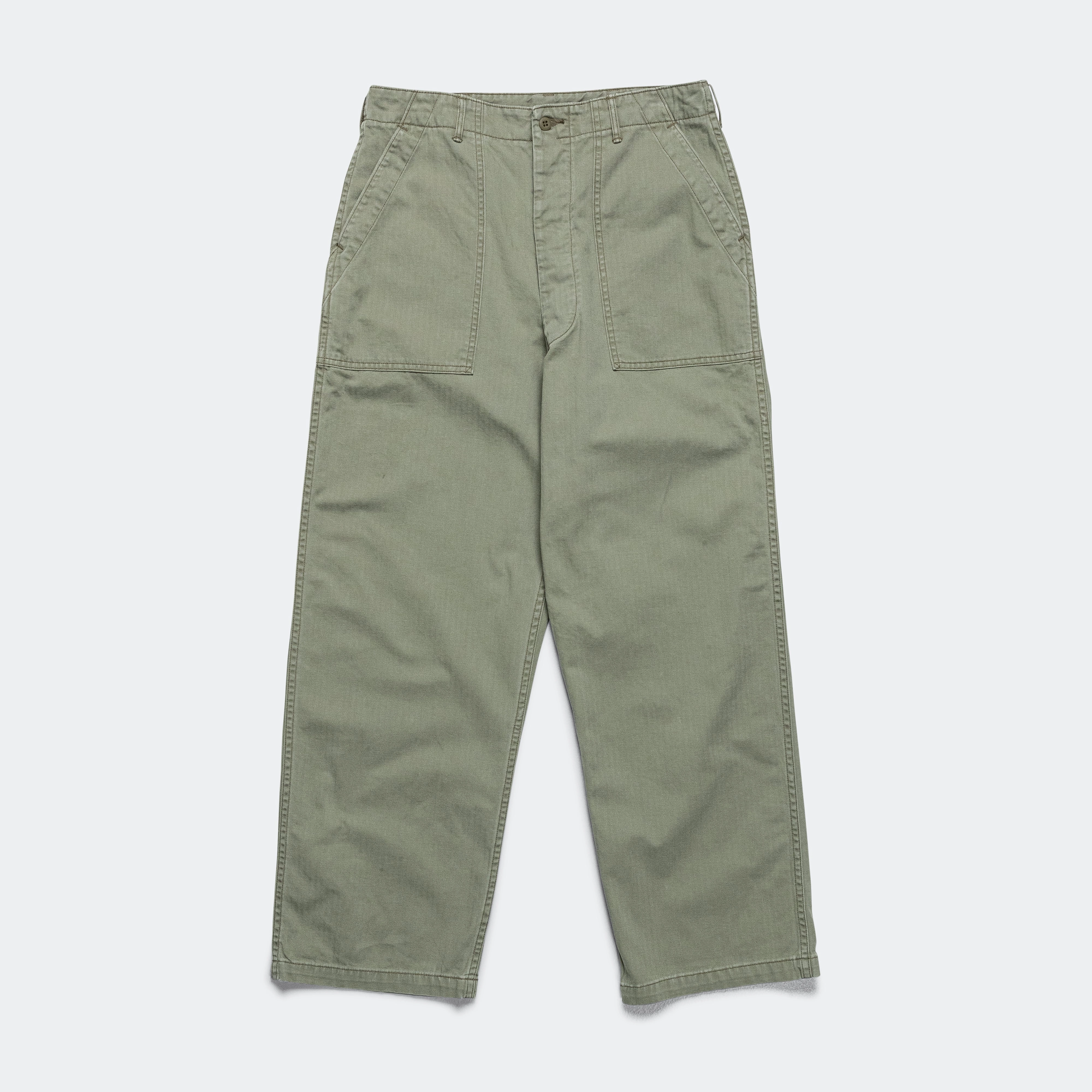 Herringbone Summer Fatigue Pants - Green