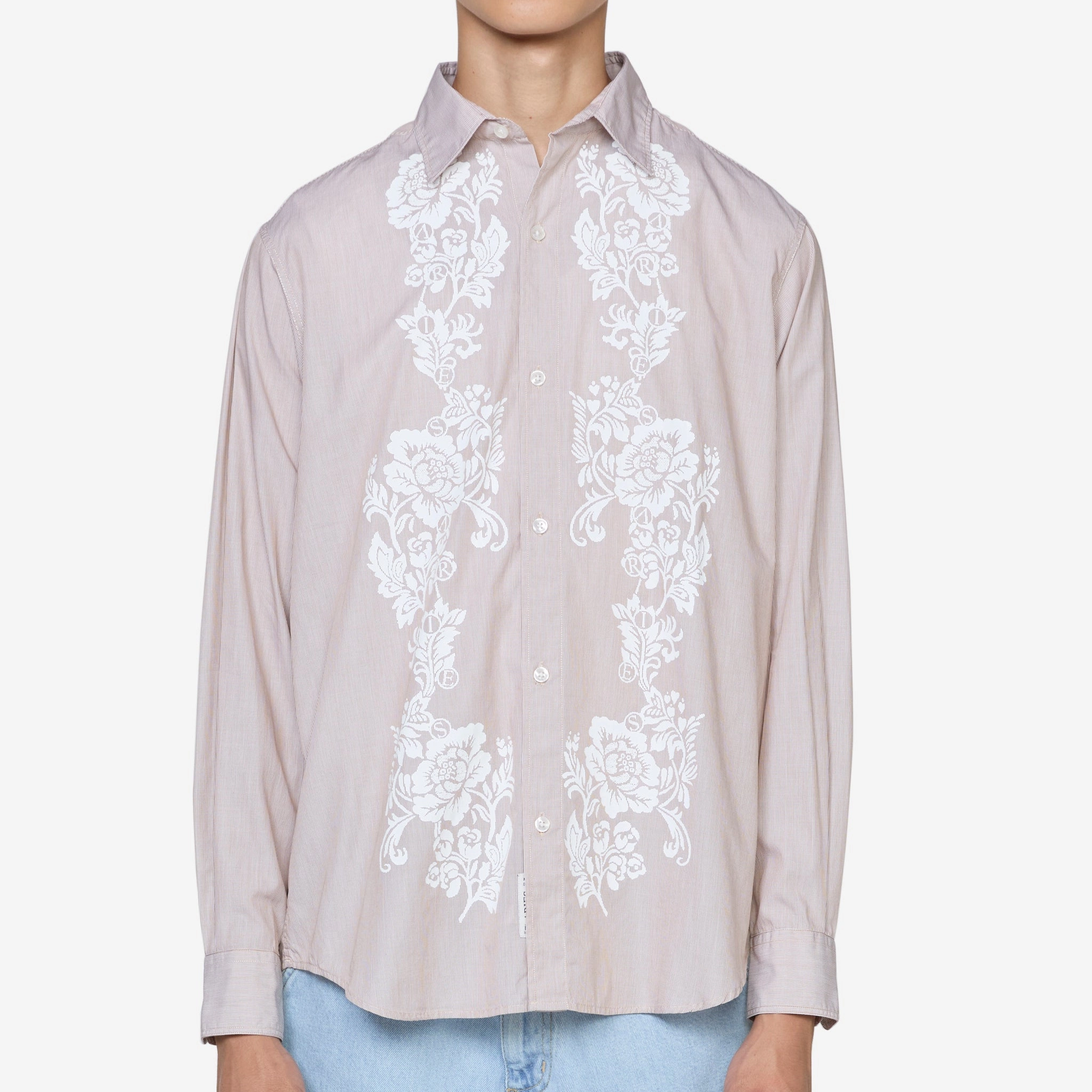 Lace Overprinted Poplin Shirt Brown
