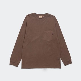 Long Sleeve Pocket Tee Pigment Dyed - Brown