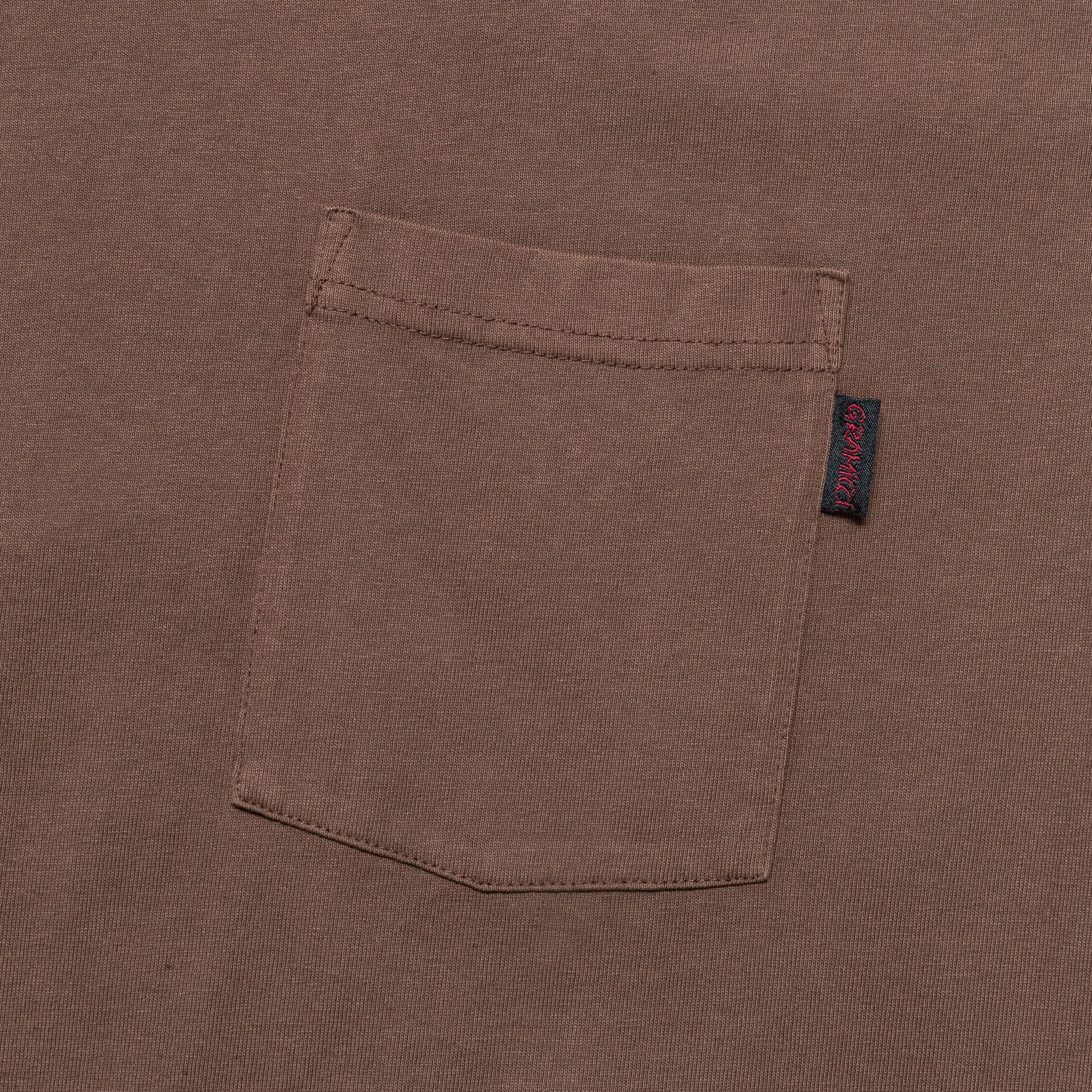 Long Sleeve Pocket Tee Pigment Dyed - Brown