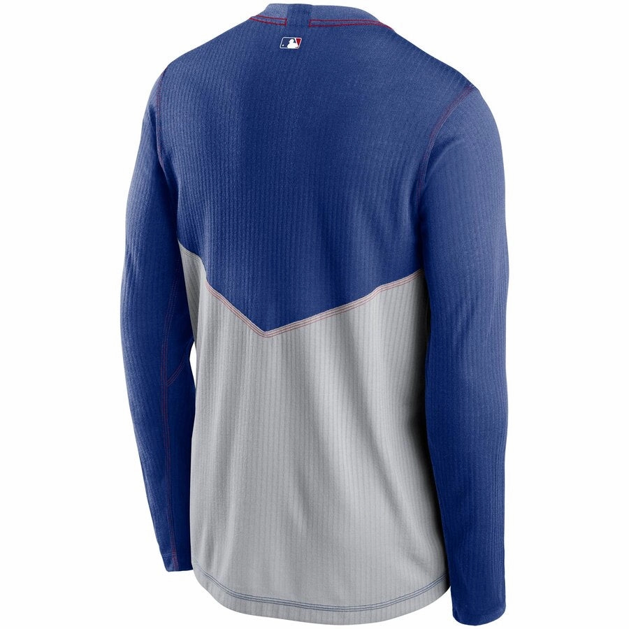 Men's Chicago Cubs Nike Royal/Gray Authentic Collection Game Performance Long Sleeve Dri-Fit Tee