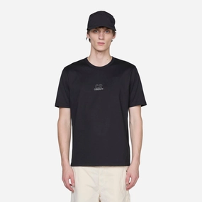Mercerized 30/2 Jersey Twisted Logo Graphic T-Shirt Black