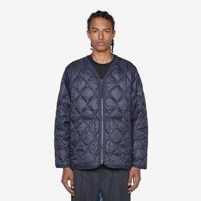 Military W-Zip V-Neck Soft Shell Down Jacket Dark Navy