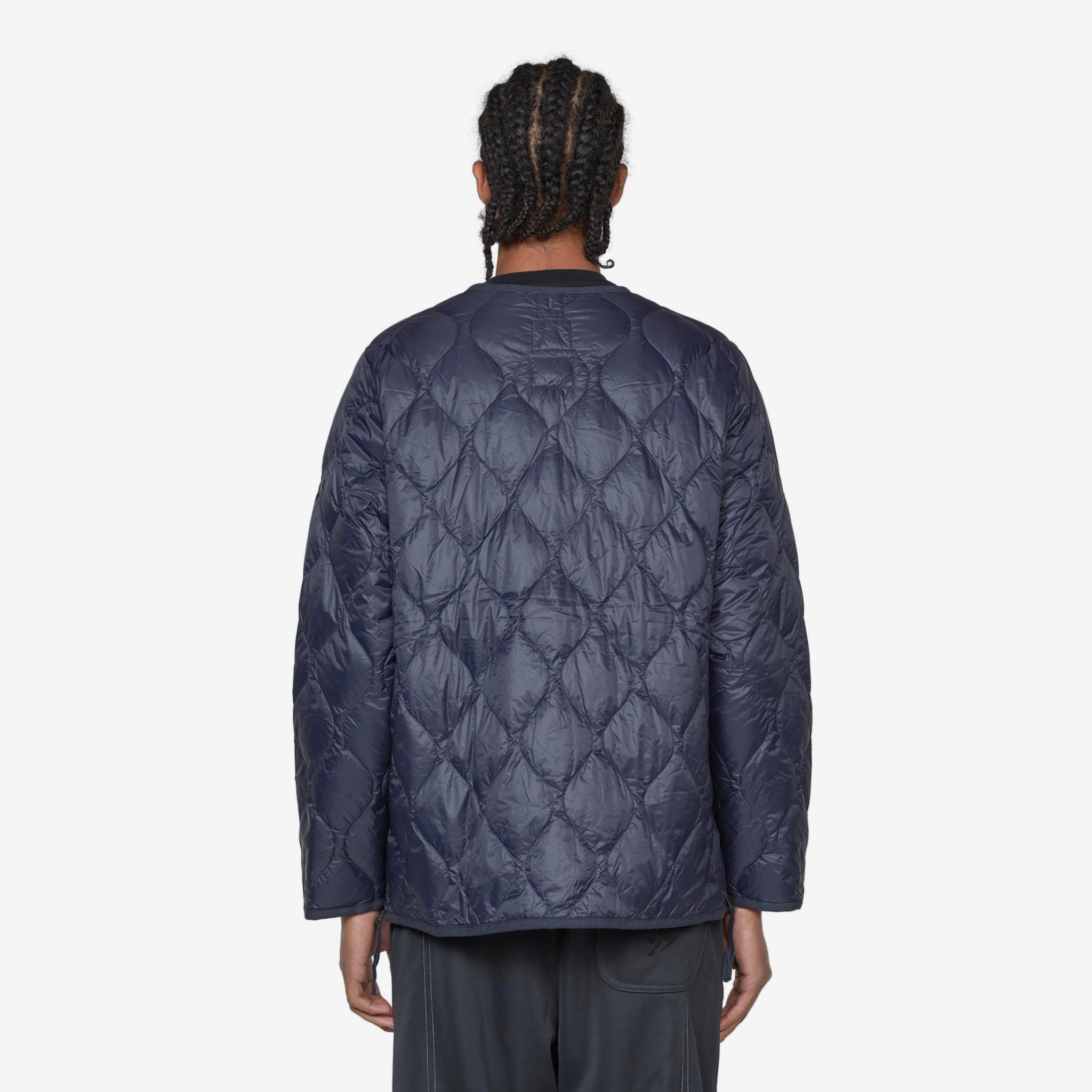 Military W-Zip V-Neck Soft Shell Down Jacket Dark Navy