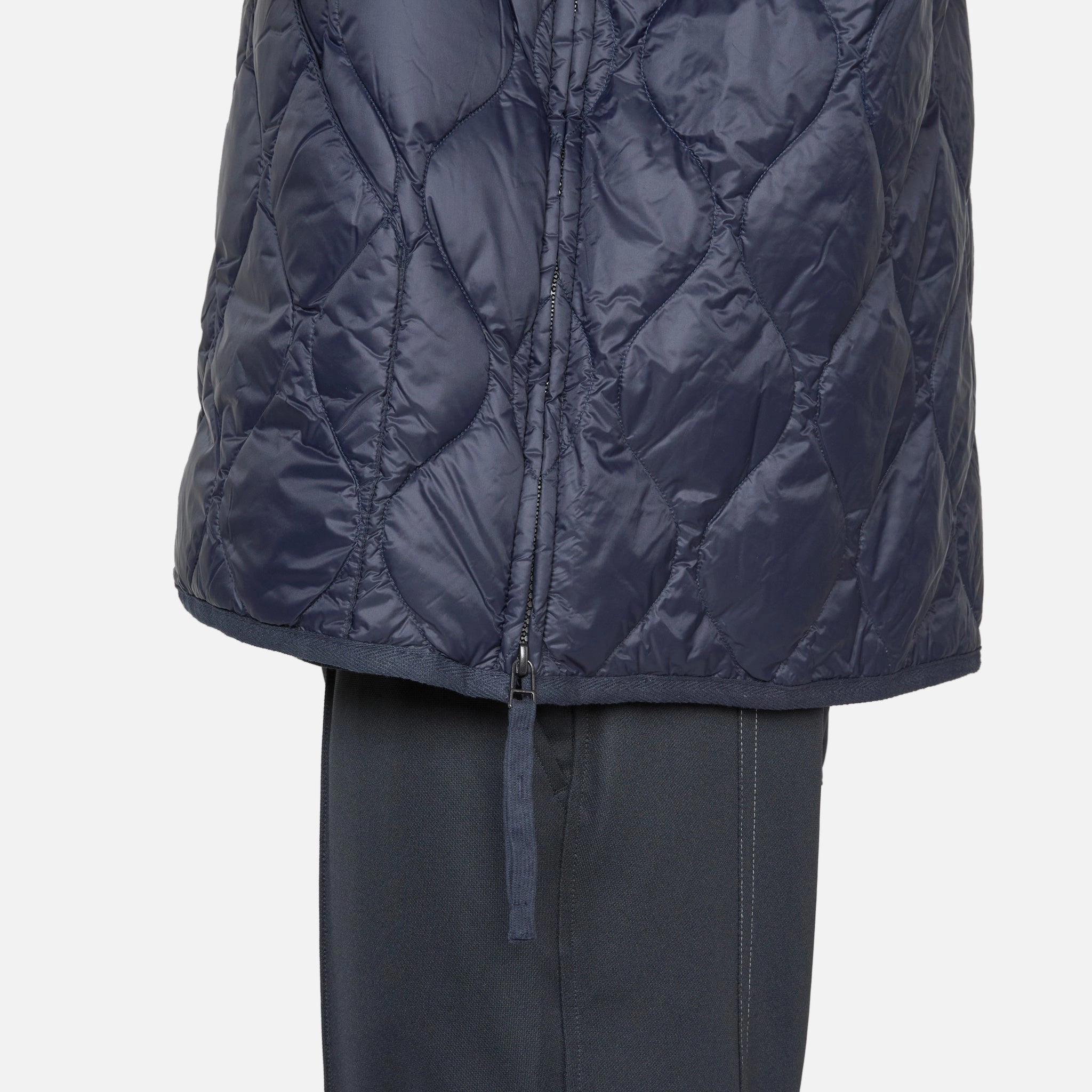 Military W-Zip V-Neck Soft Shell Down Jacket Dark Navy