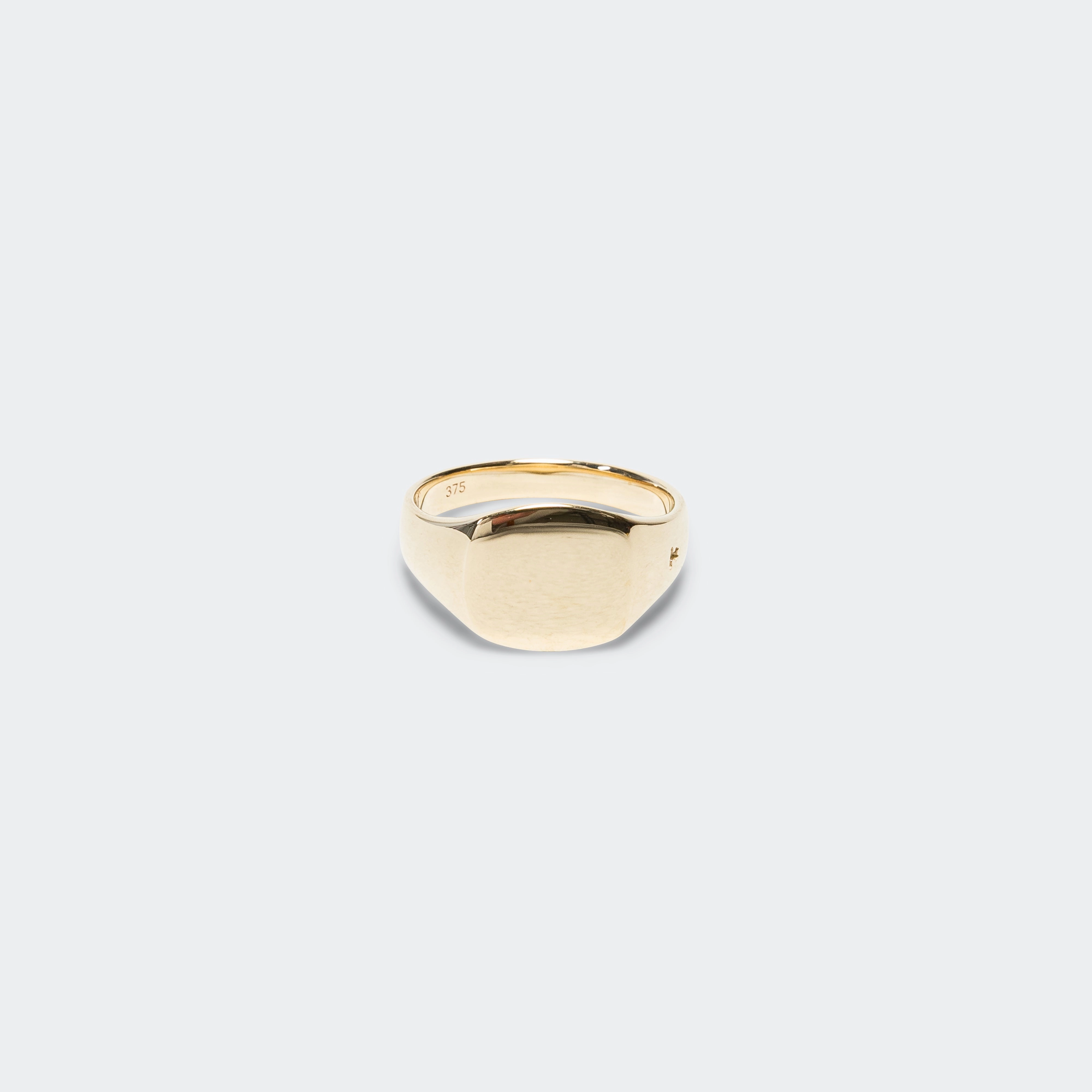 Mini Signet Cushion Ring - 9K Gold