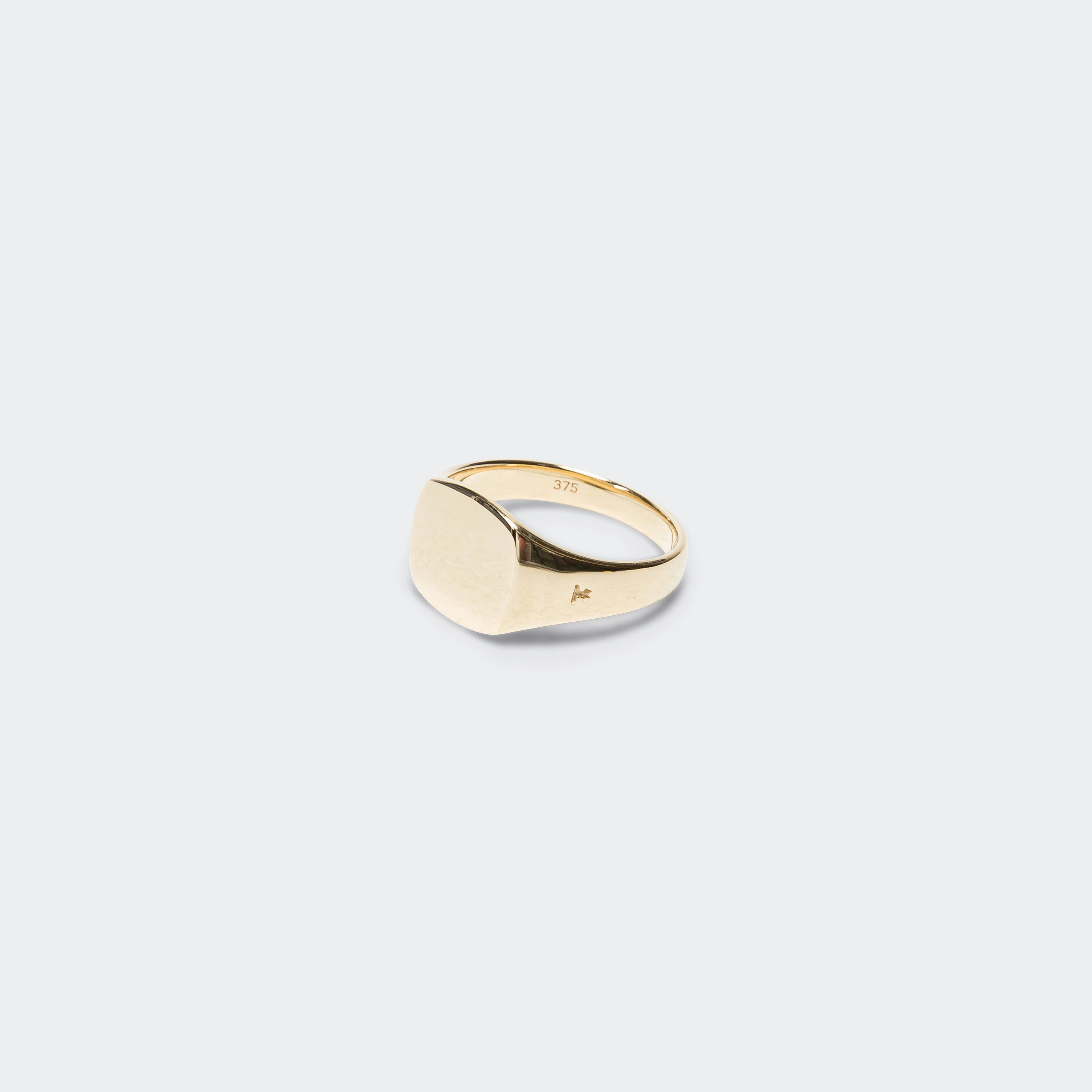 Mini Signet Cushion Ring - 9K Gold