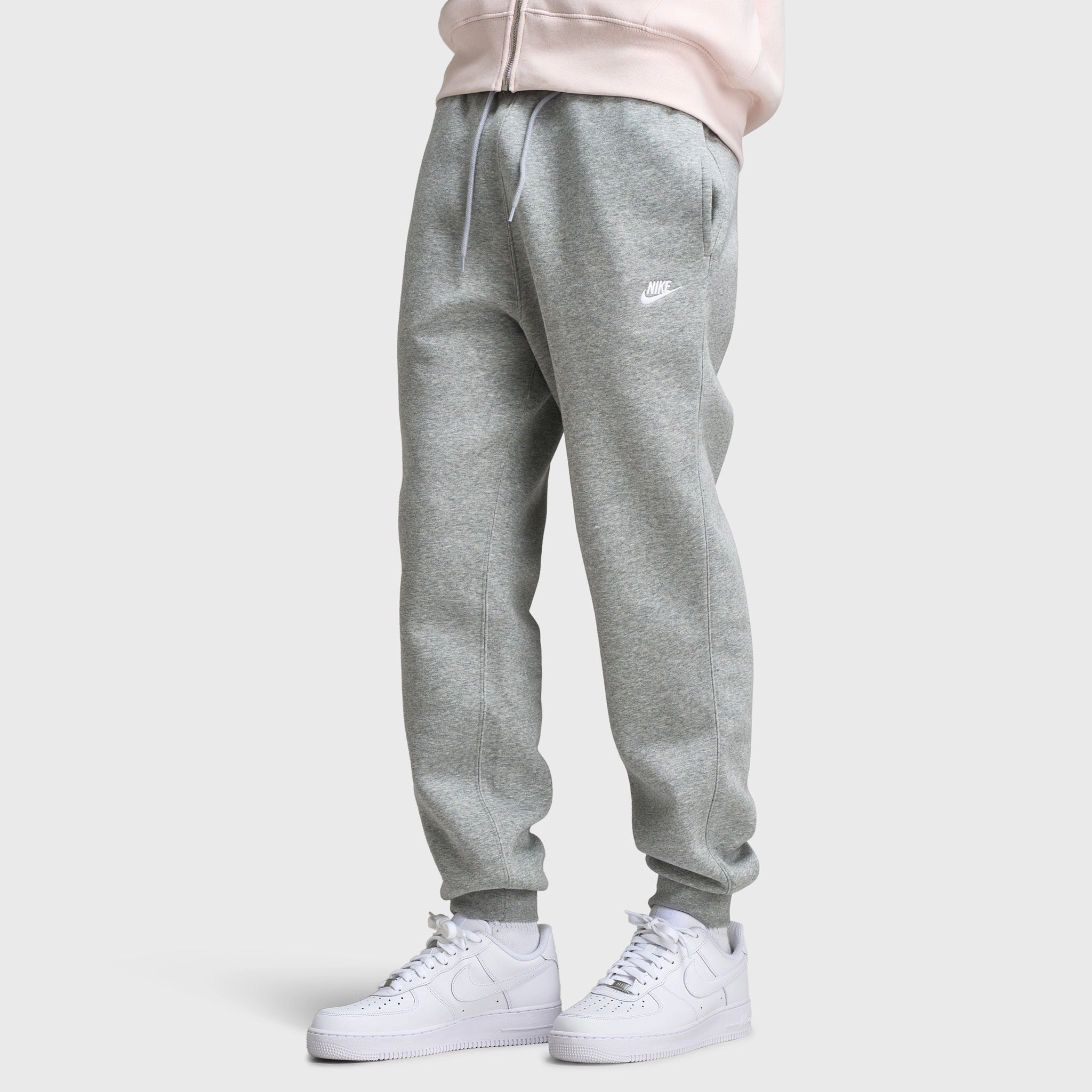 Nike Club Fleece Joggers Dark Grey Heather / Light Smoke Grey - White