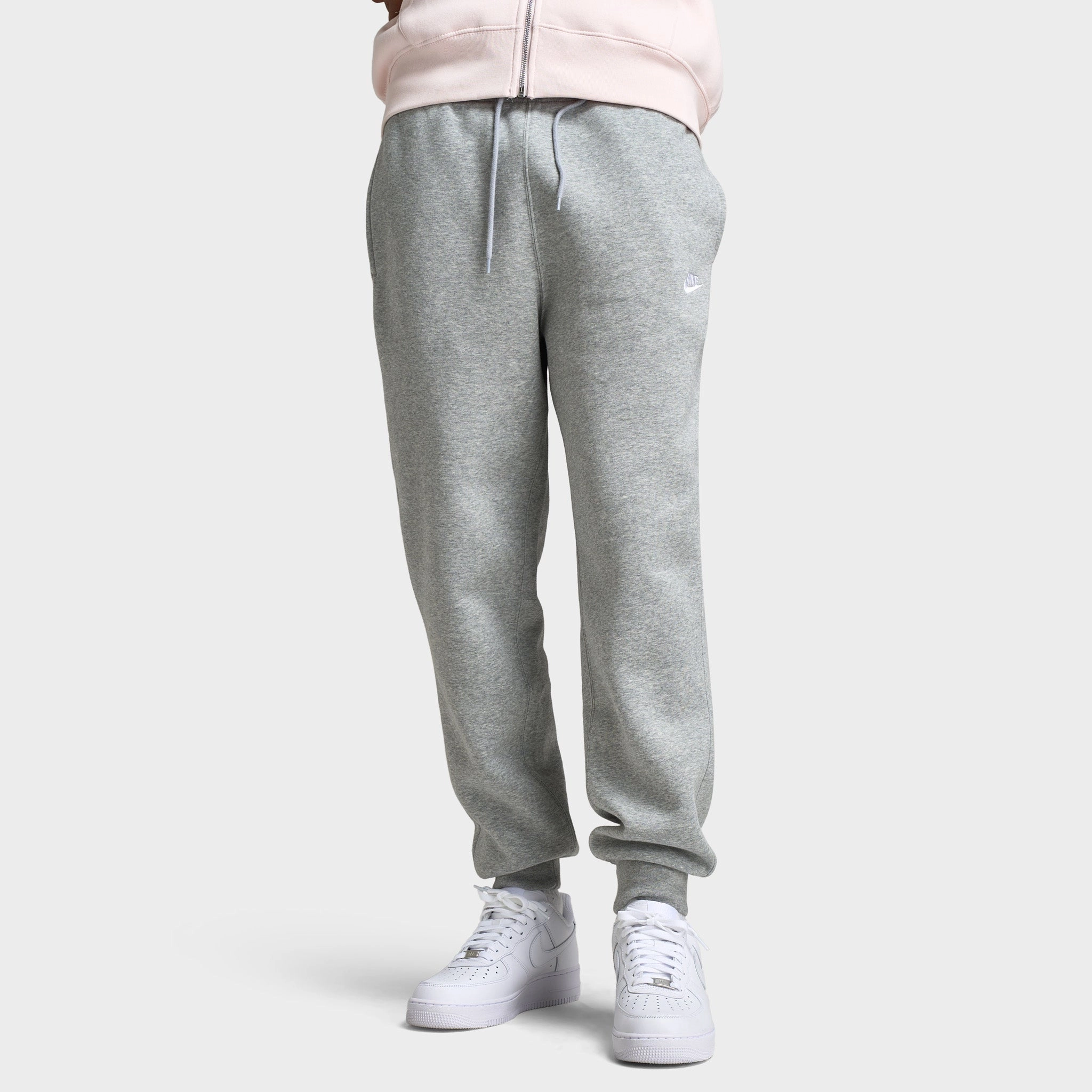 Nike Club Fleece Joggers Dark Grey Heather / Light Smoke Grey - White