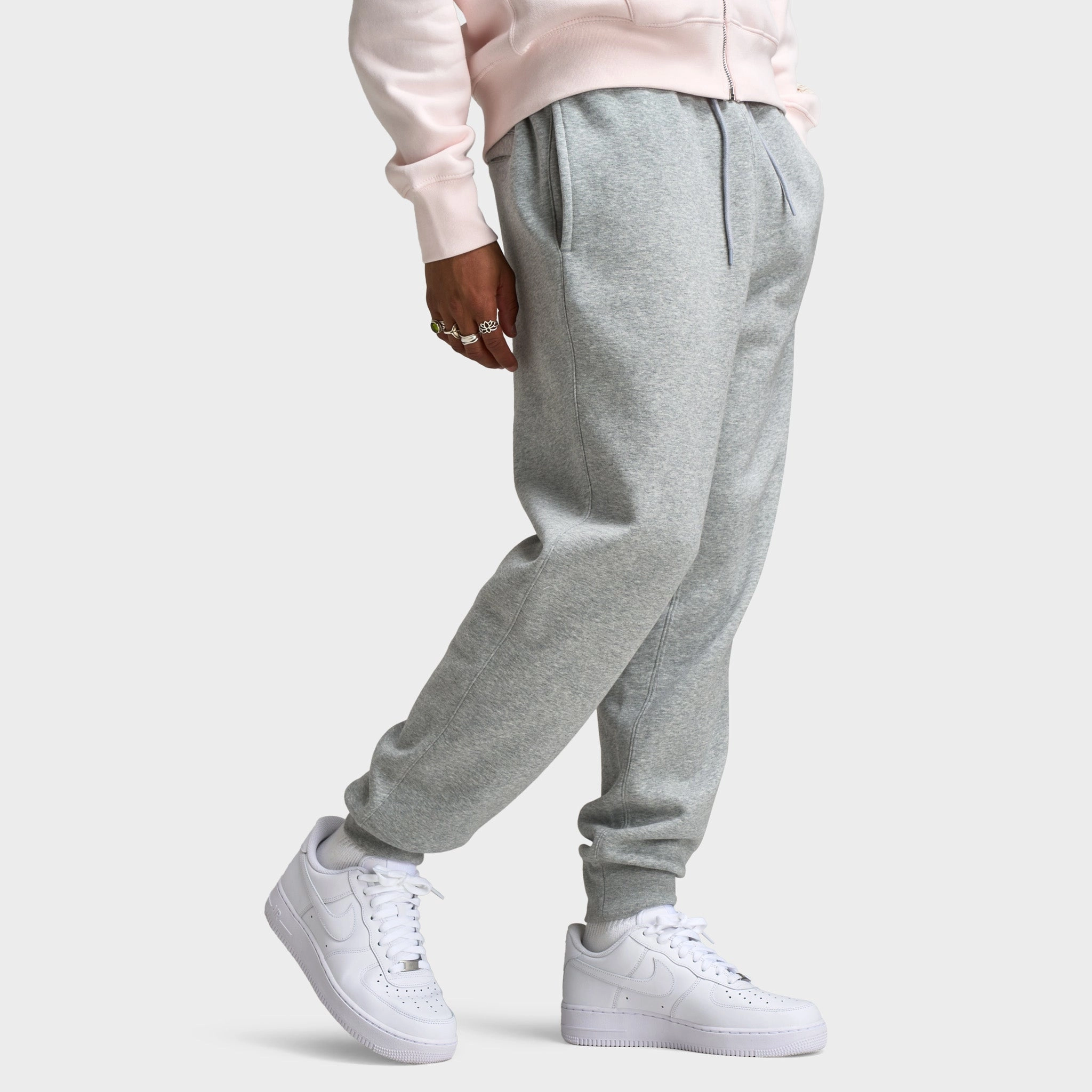 Nike Club Fleece Joggers Dark Grey Heather / Light Smoke Grey - White