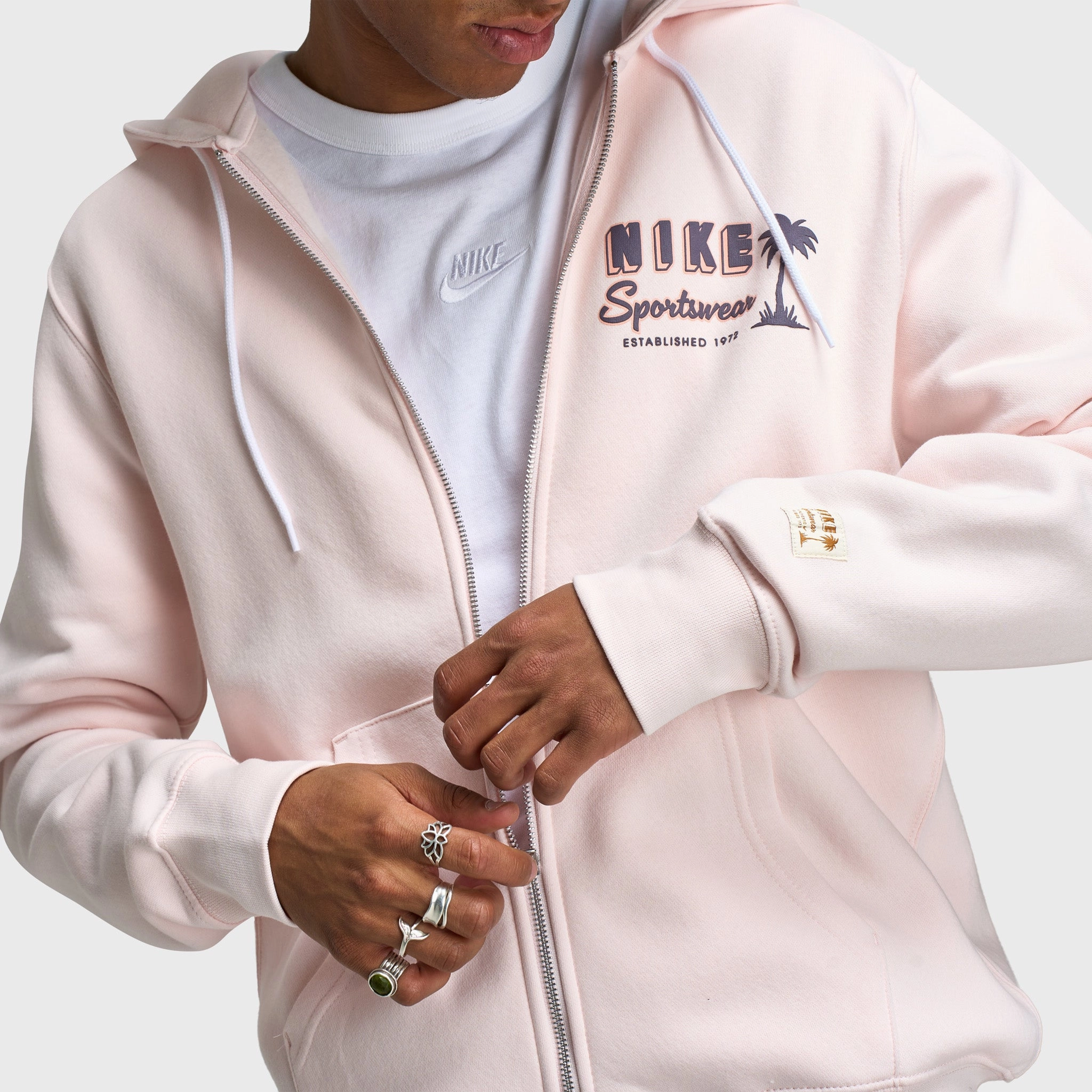 Nike Club Full Zip Hoodie Sweet Light Soft Pink / Dark Raisin