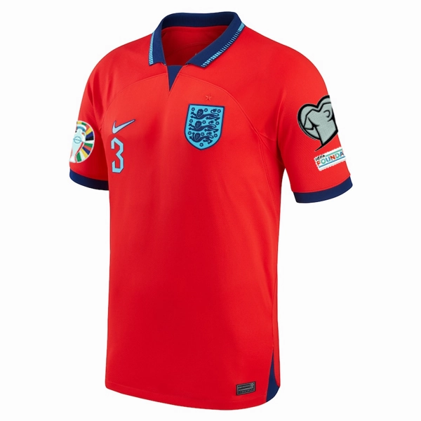Nike England Luke Shaw Away Jersey 22/23 w/ Euro Qualifier Patches (Challenge Red/Blue Void)