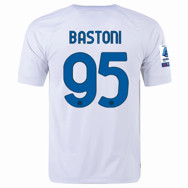 Nike Inter Milan Alessandro Bastoni Away Jersey w/ Series A   Copa Italia Patches 23/24 (White/Lyon Blue)