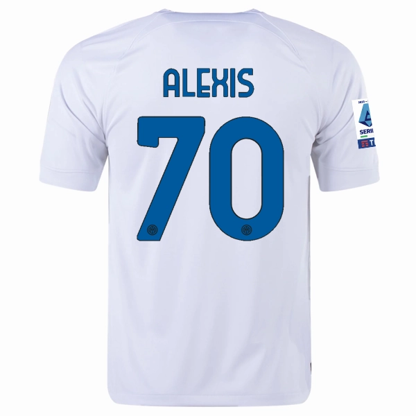 Nike Inter Milan Alexis Sanchez Away Jersey w/ Series A   Copa Italia Patches 23/24 (White/Lyon Blue)